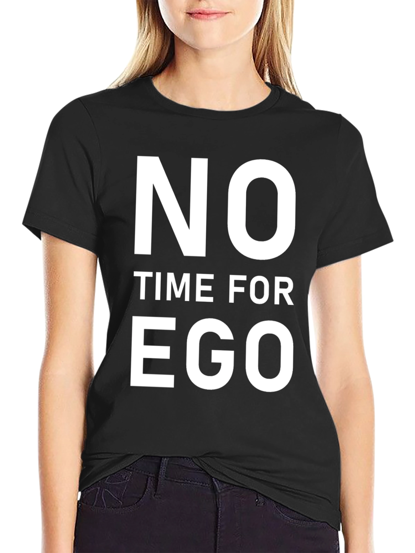 Black No Time For Ego Graphic Tee - Black Cotton T-Shirt view 2