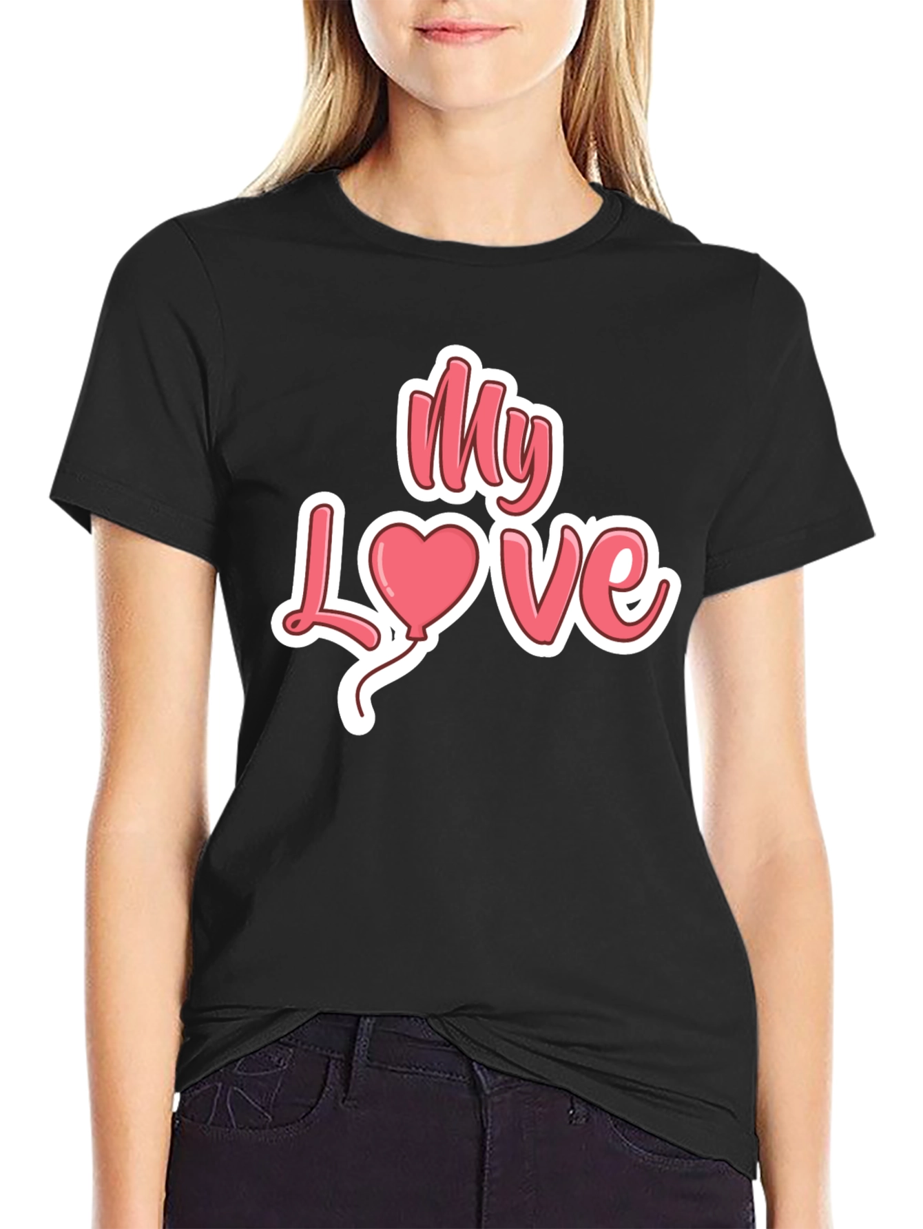 Black My Love Heart Valentine's Day Graphic Tee view 2