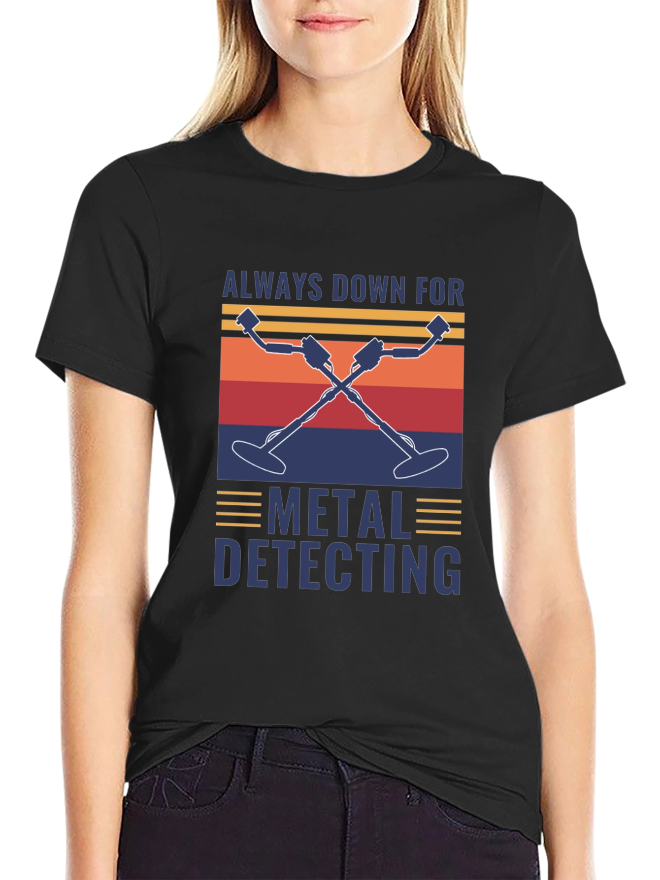 Black Metal Detecting T-Shirt - Always Down For view 2