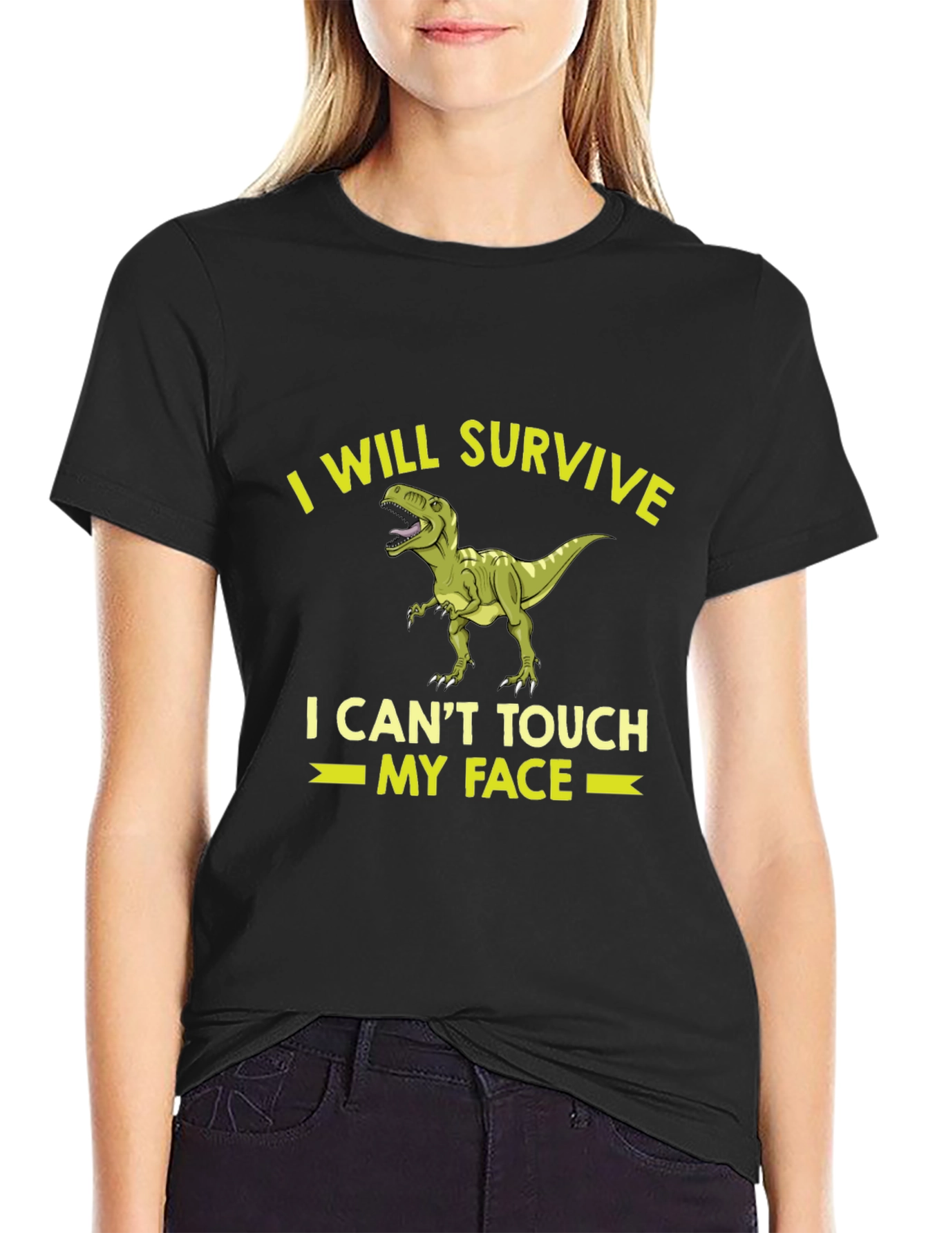 Black I Will Survive Dinosaur T-Shirt view 2