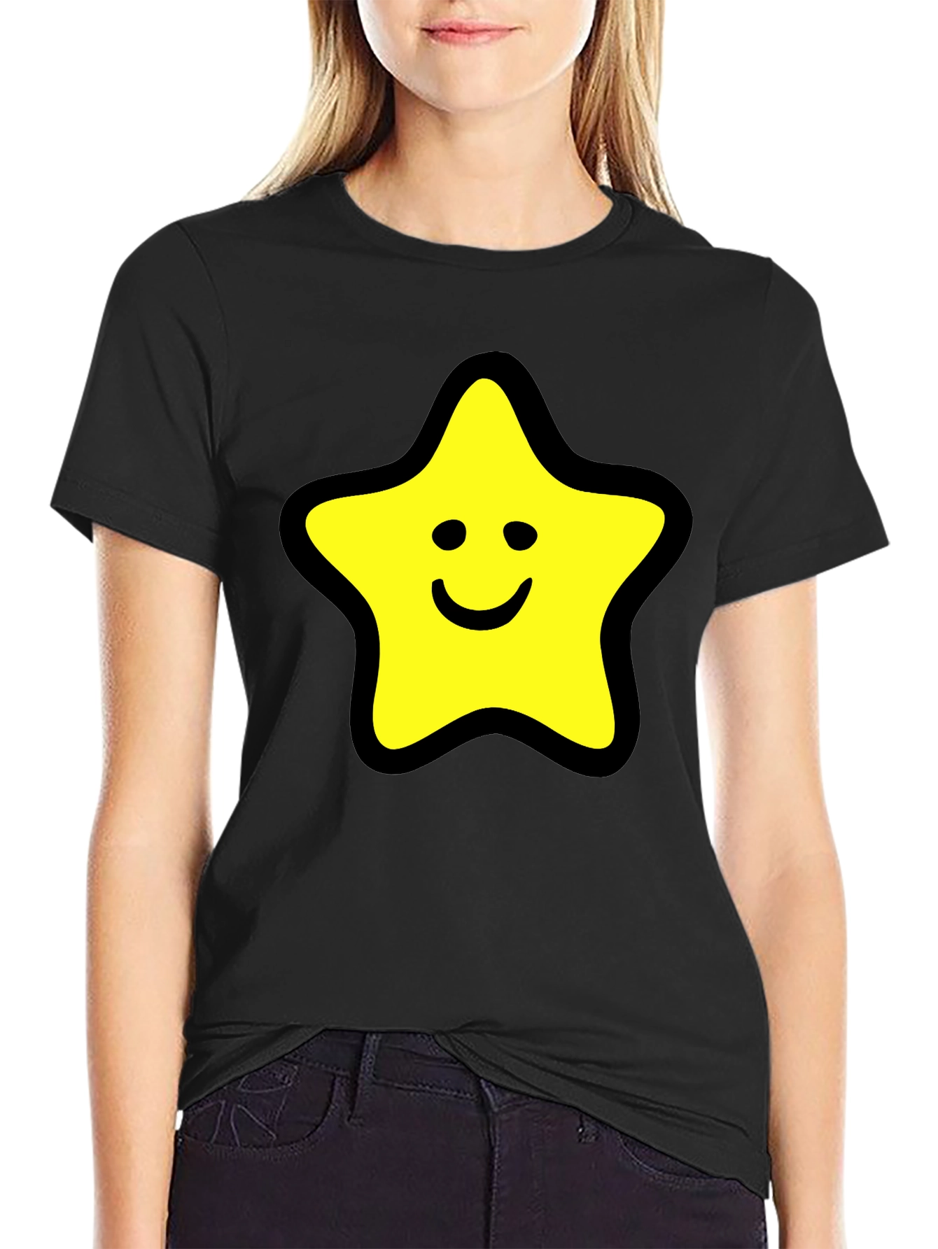 Black Star Graphic Black T-Shirt - Comfortable Cotton Blend view 2