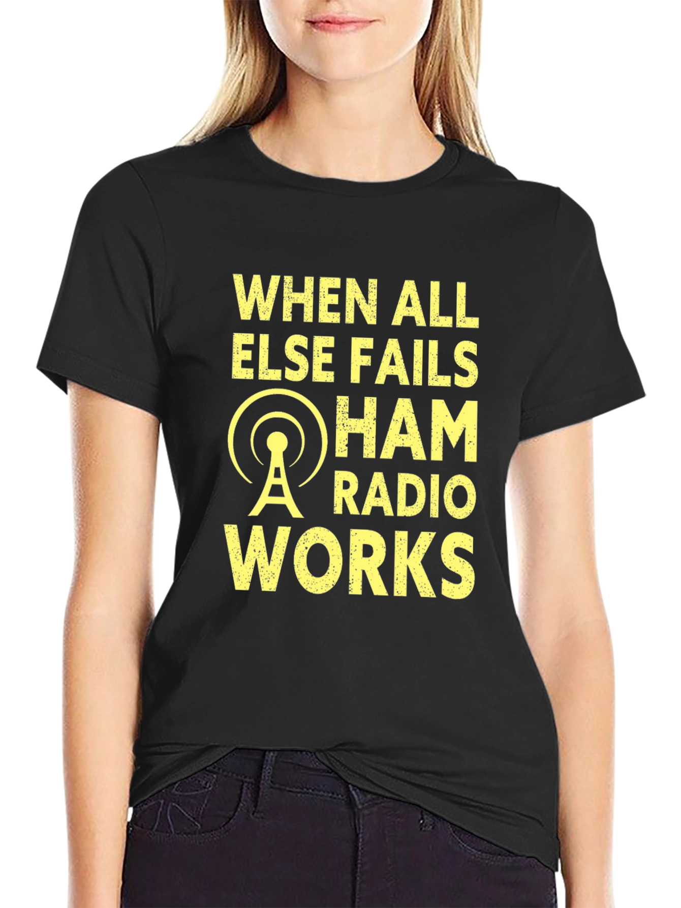 Black Ham Radio Works T-Shirt, Amateur Radio Apparel view 2