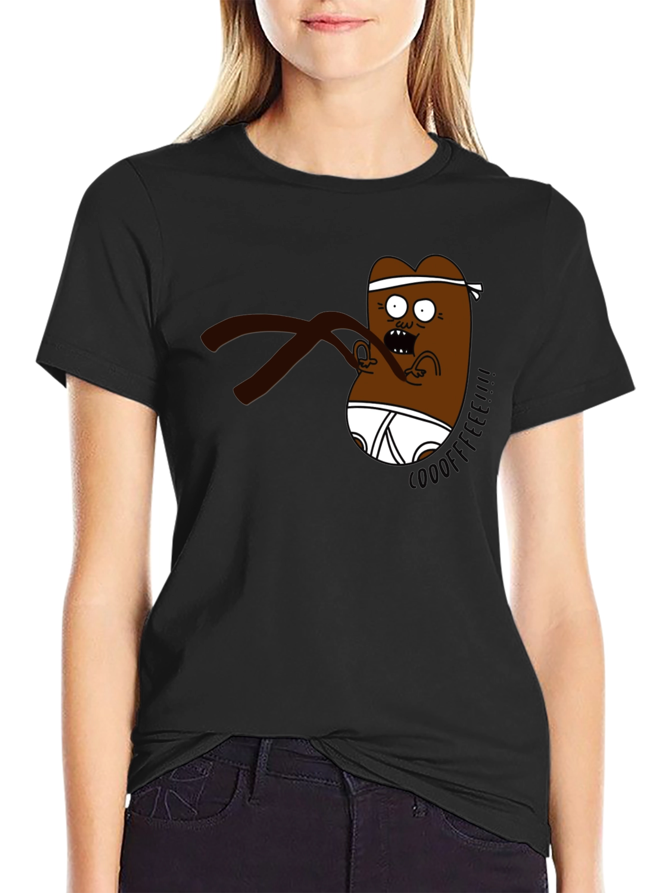 Black Cartoon Character Black T-Shirt view 2