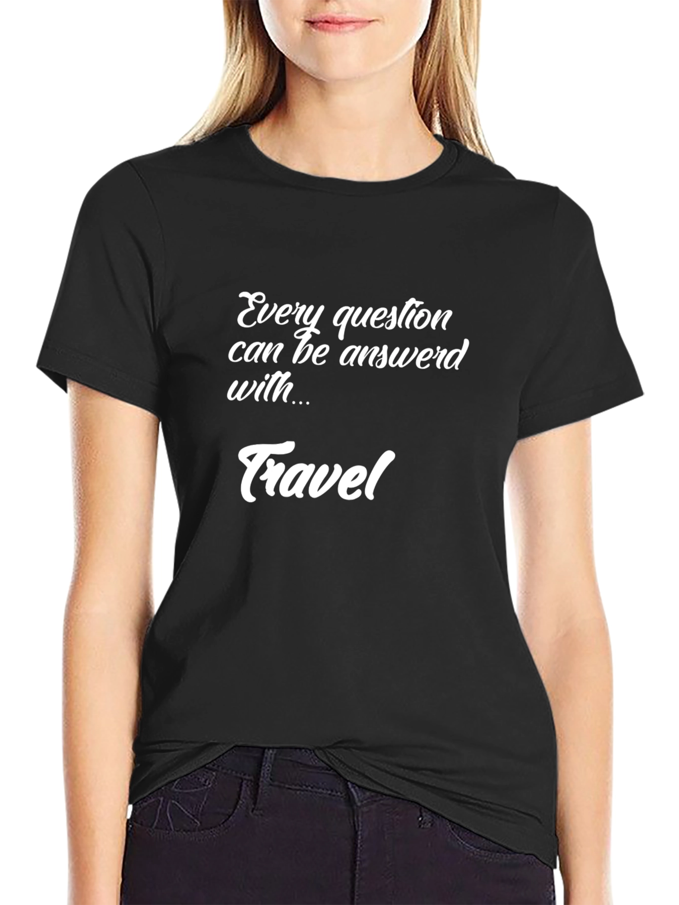 Black Travel Quote Graphic Tee - Black Unisex T-Shirt view 2
