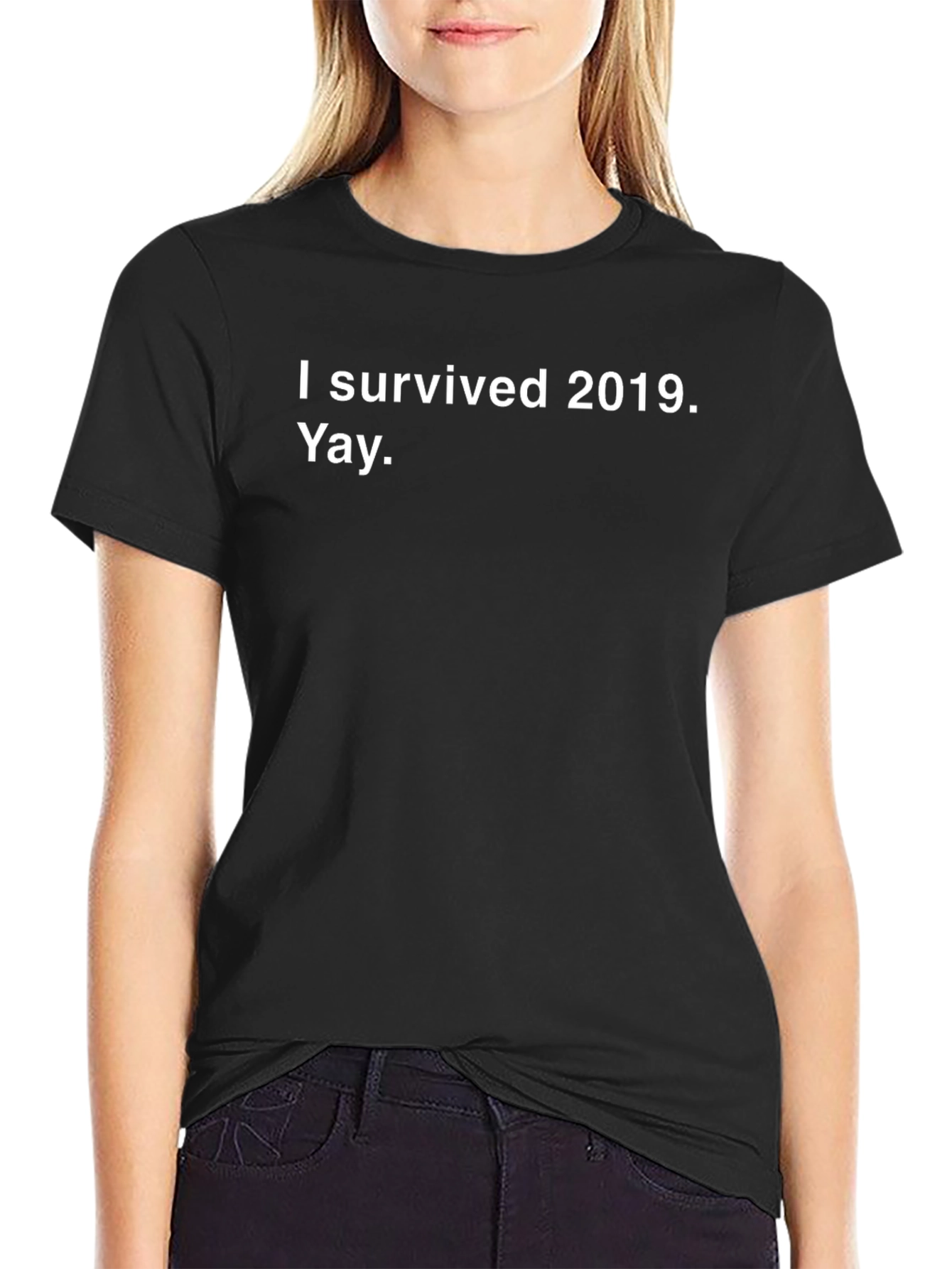 Black I Survived 2019 T-Shirt - Novelty Tee view 2