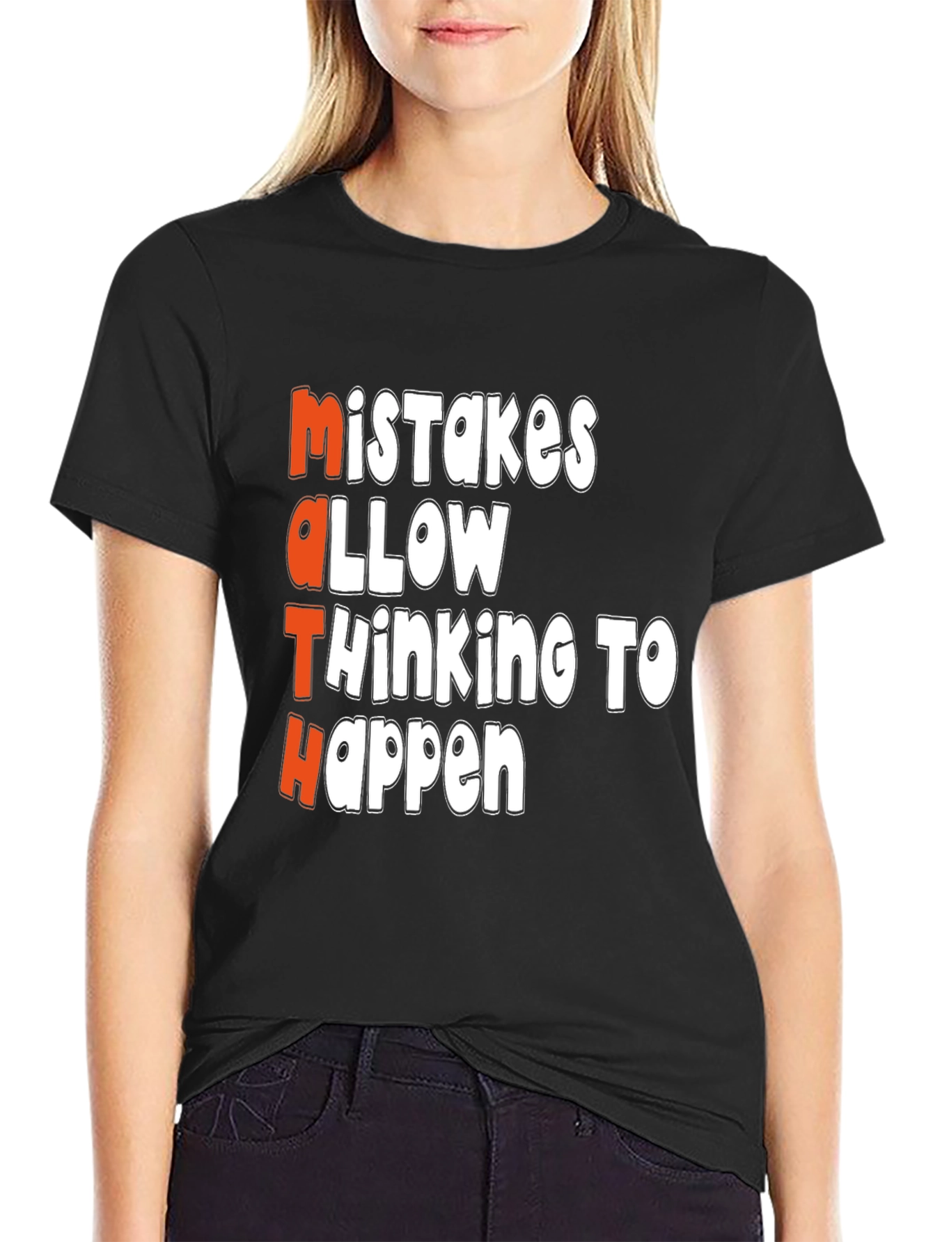 Black Math Mistakes T-Shirt: Thinking Happens view 2