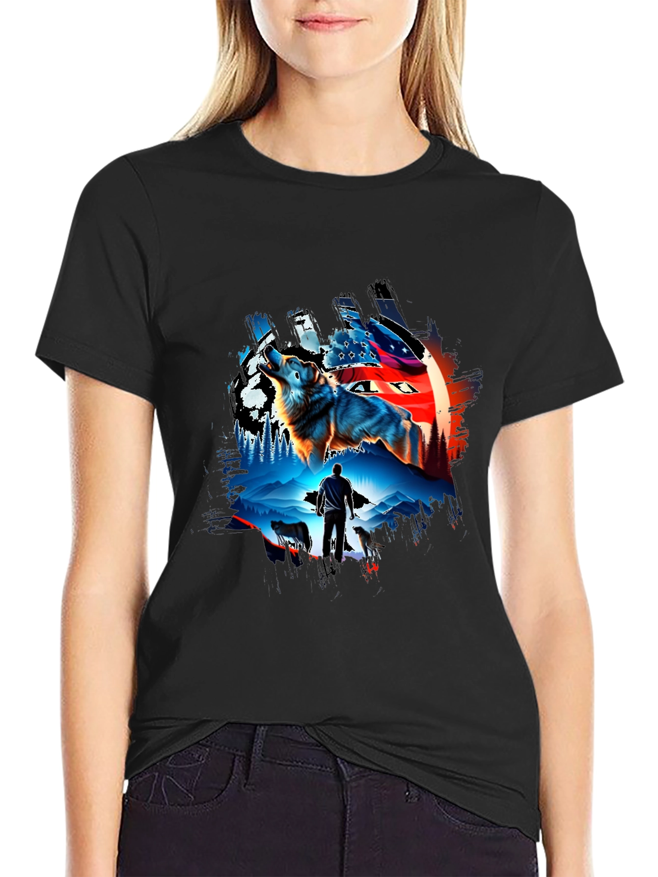 Wolf Pack Graphic T-Shirt - Men's Black Tee - 2