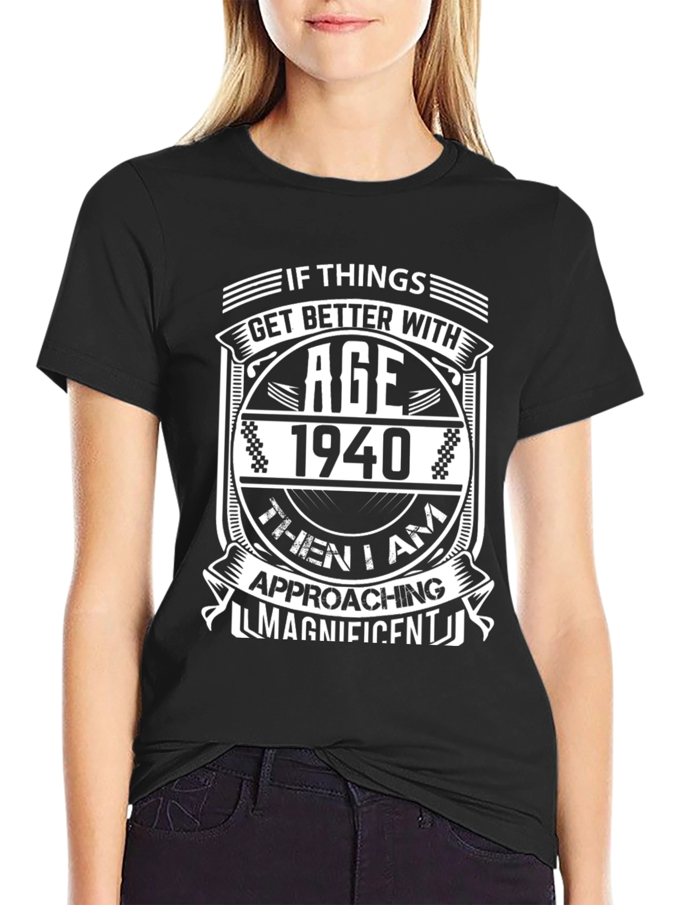 Black Funny 1940 Birthday T-Shirt - Approaching Magnificent view 2