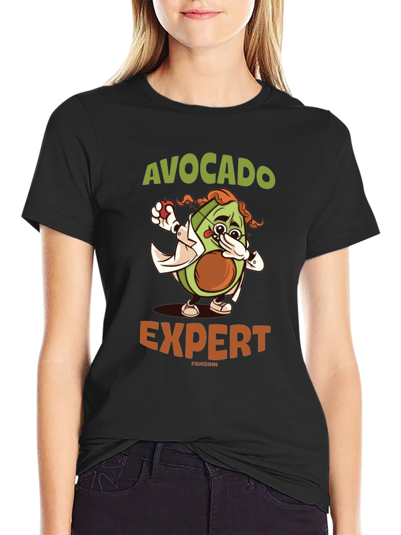 Black Avocado Expert Graphic T-Shirt - Funny Foodie Tee view 2