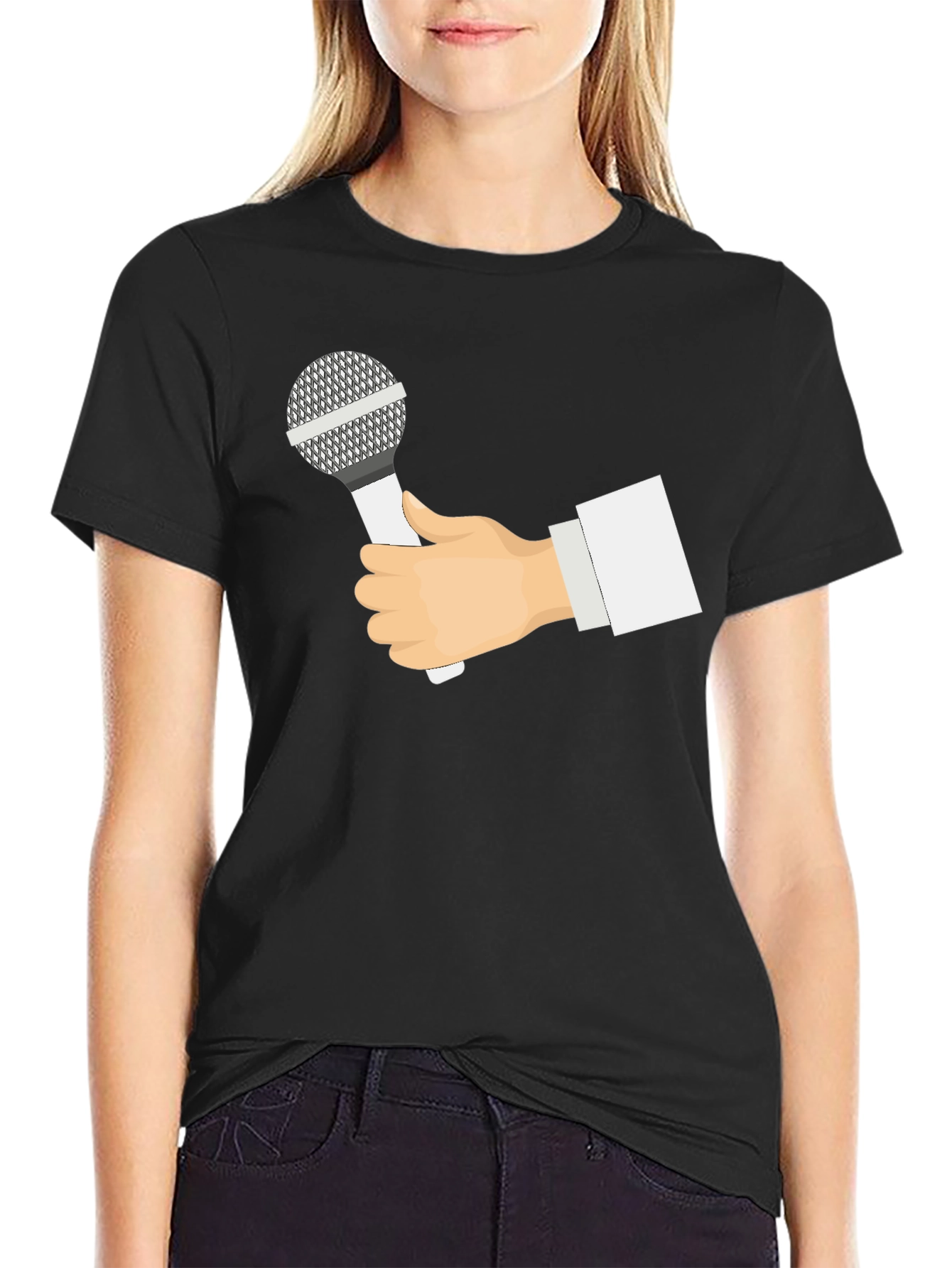 Black Mic Hand Black T-Shirt view 2