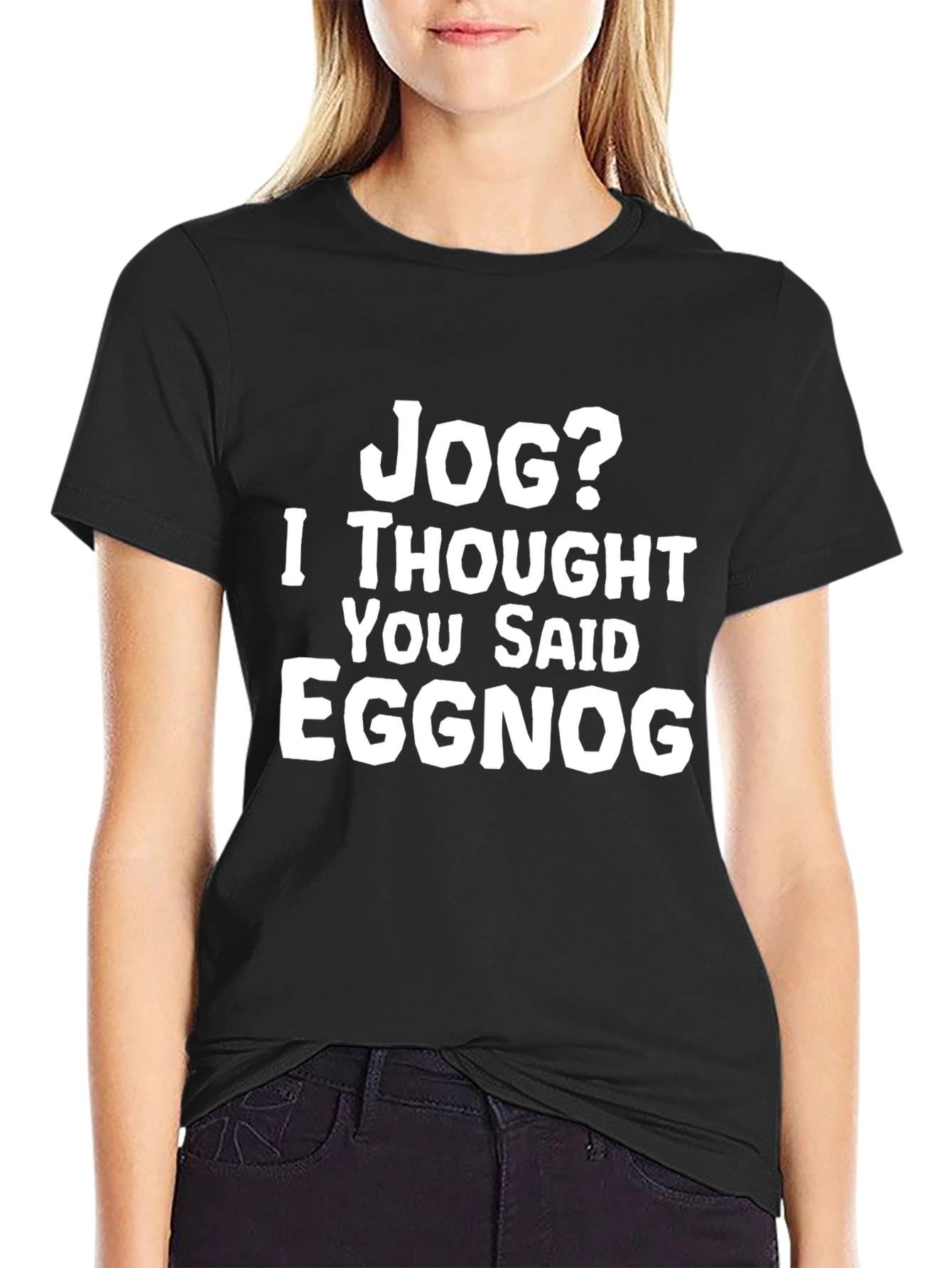Black Jog? Eggnog Graphic Tee - Funny Holiday T-Shirt view 2