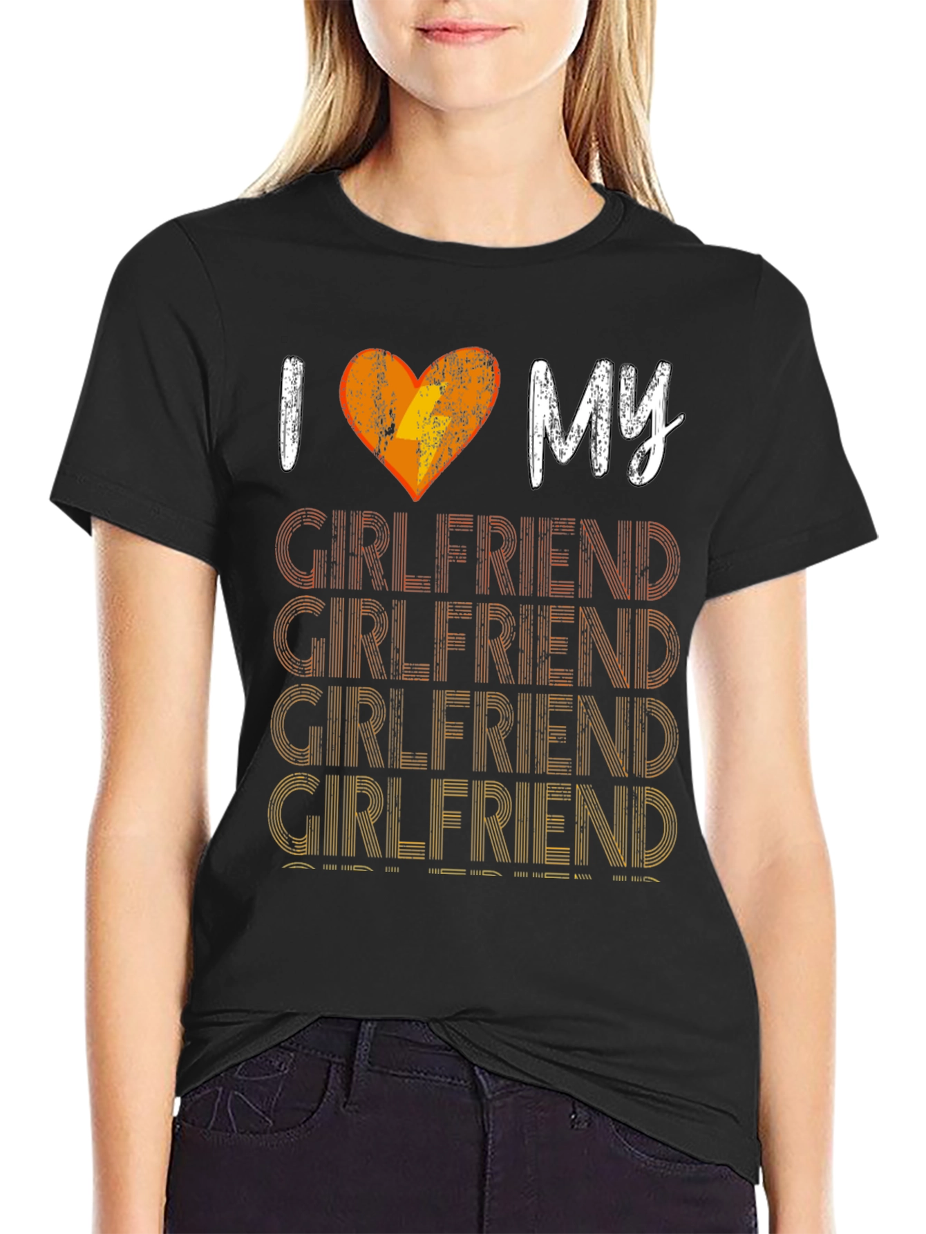 Black I Heart My Girlfriend T-Shirt - Funny Gift view 2