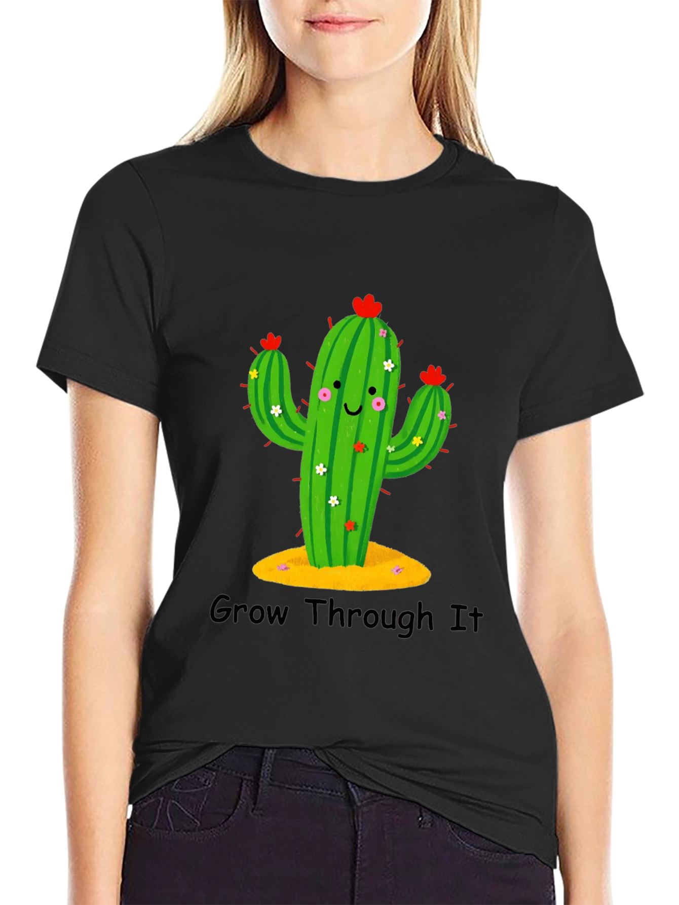 Black Cactus Graphic Tee - Grow Through It view 2