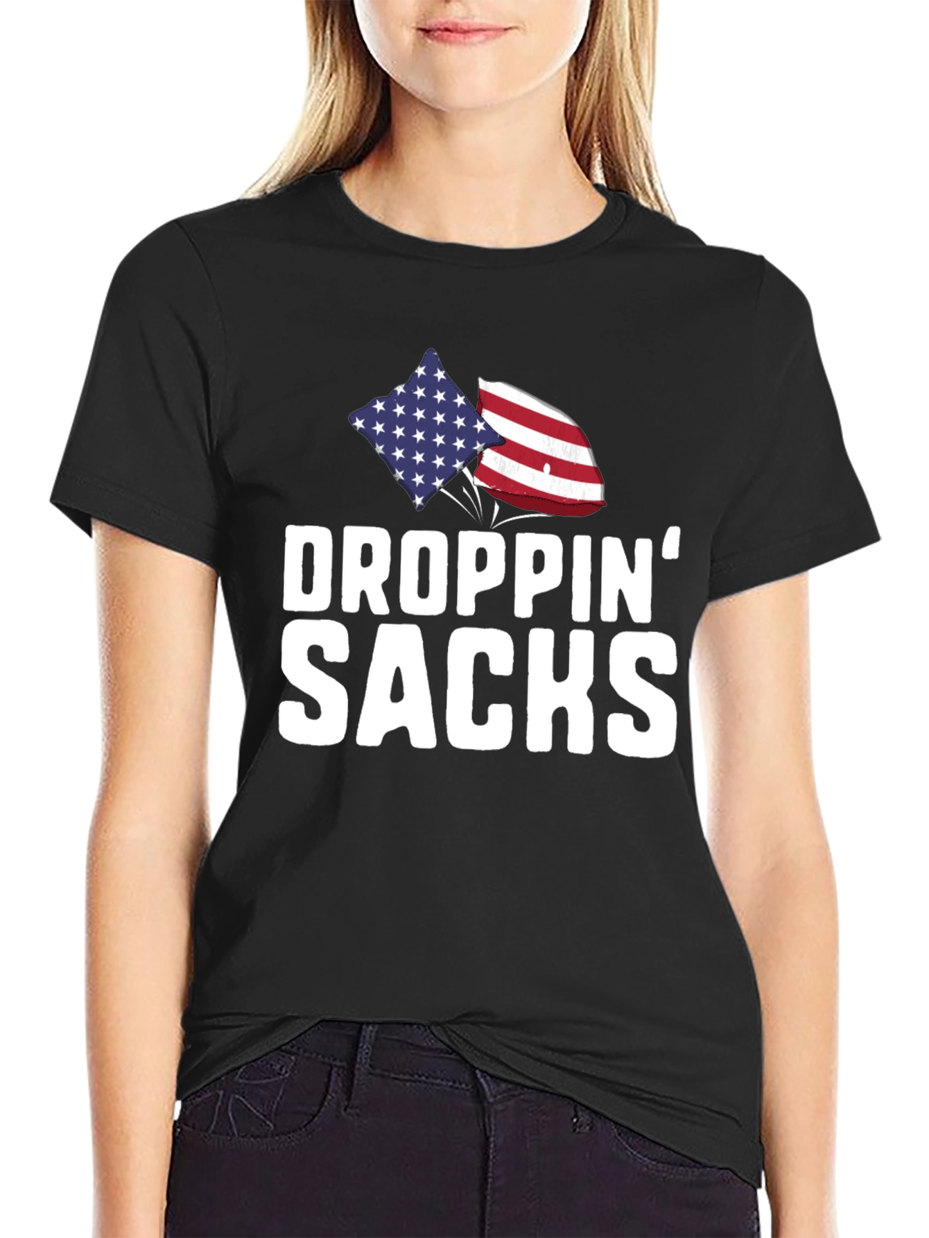 Black Droppin' Sacks Patriotic T-Shirt view 2