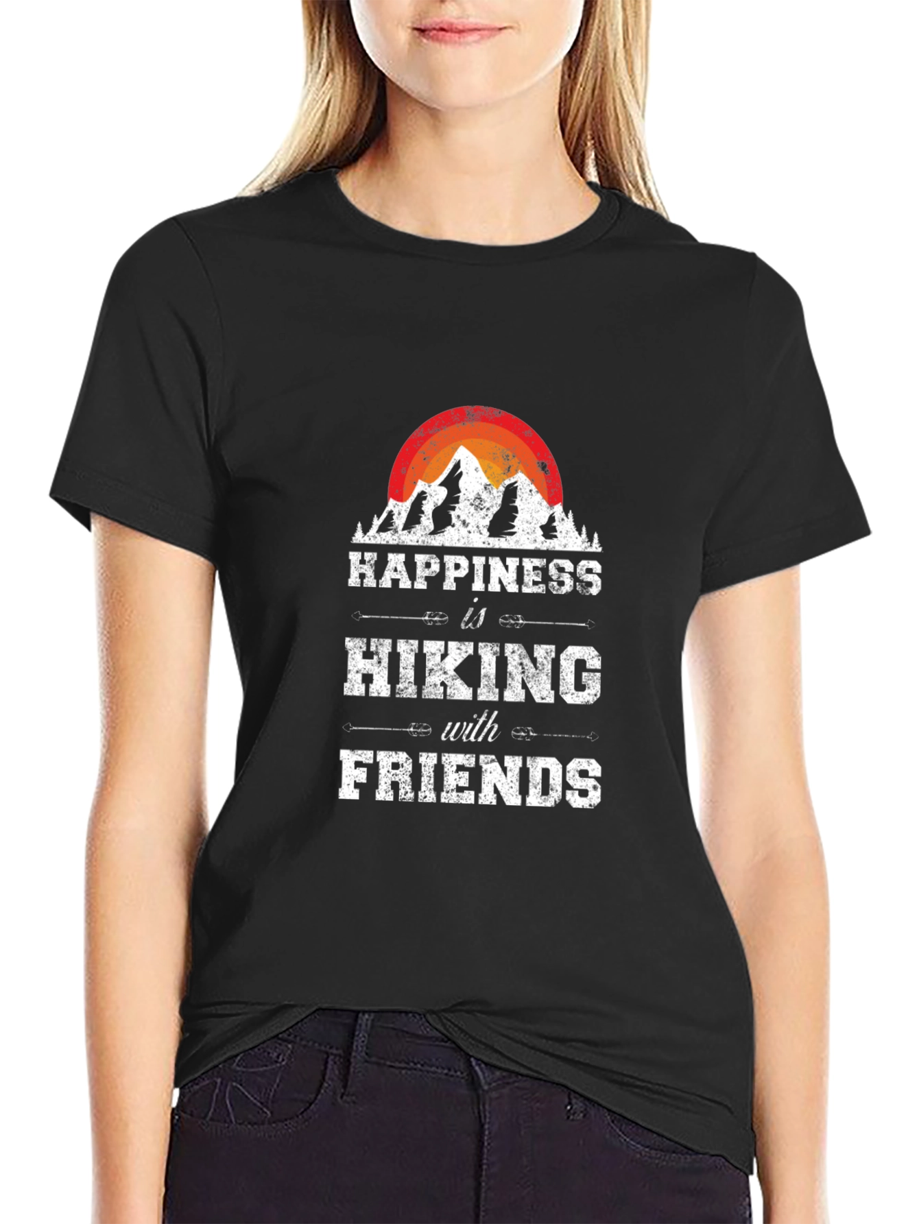 Black Happiness is Hiking with Friends Graphic Tee view 2
