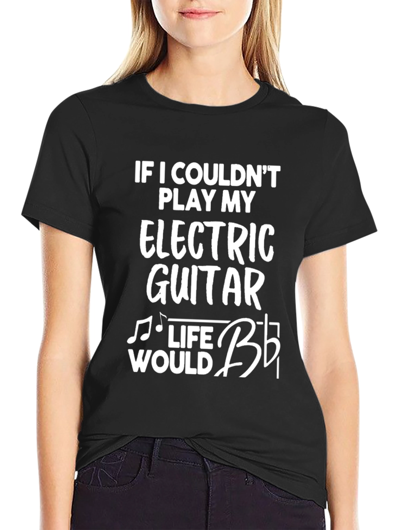 Black Electric Guitar T-Shirt - Musician's Life Humor view 2