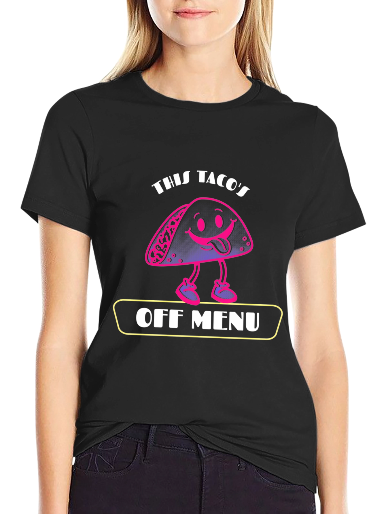 Black Funny Taco Graphic Tee - Off Menu Humor T-Shirt view 2