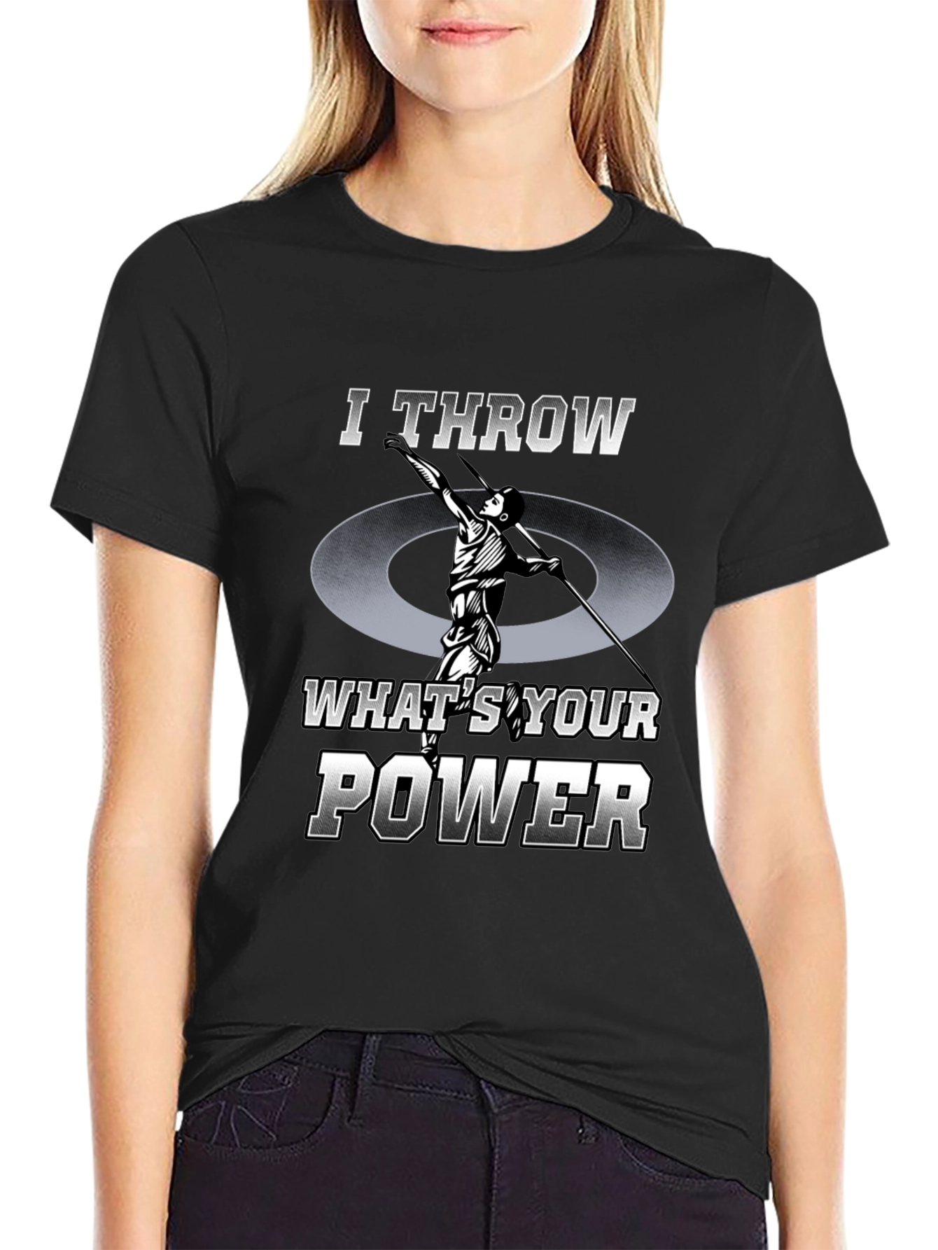 Black I Throw What's Your Power T-Shirt - Athletic Tee view 2