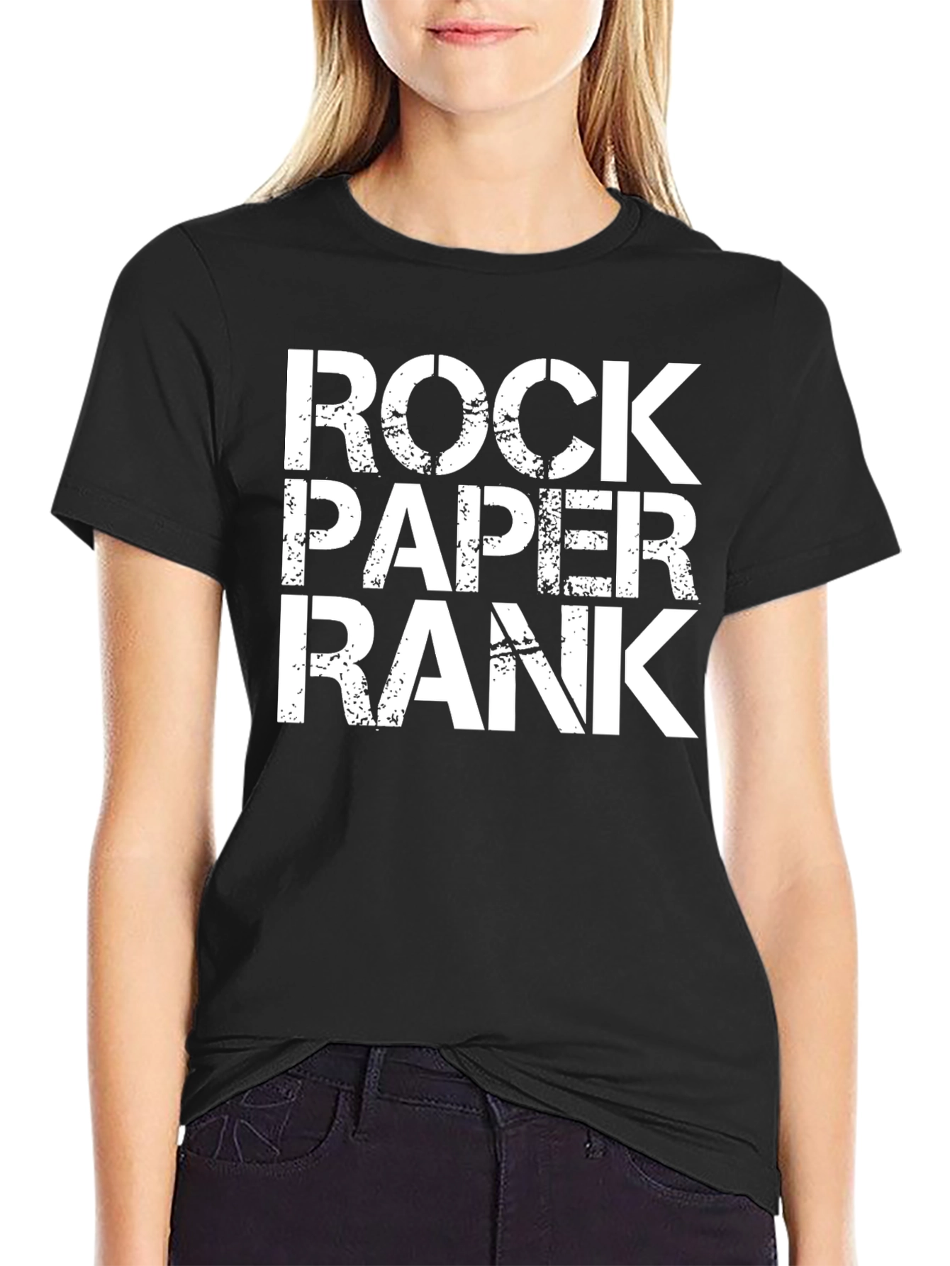 Black Rock Paper Rank Black T-Shirt view 2