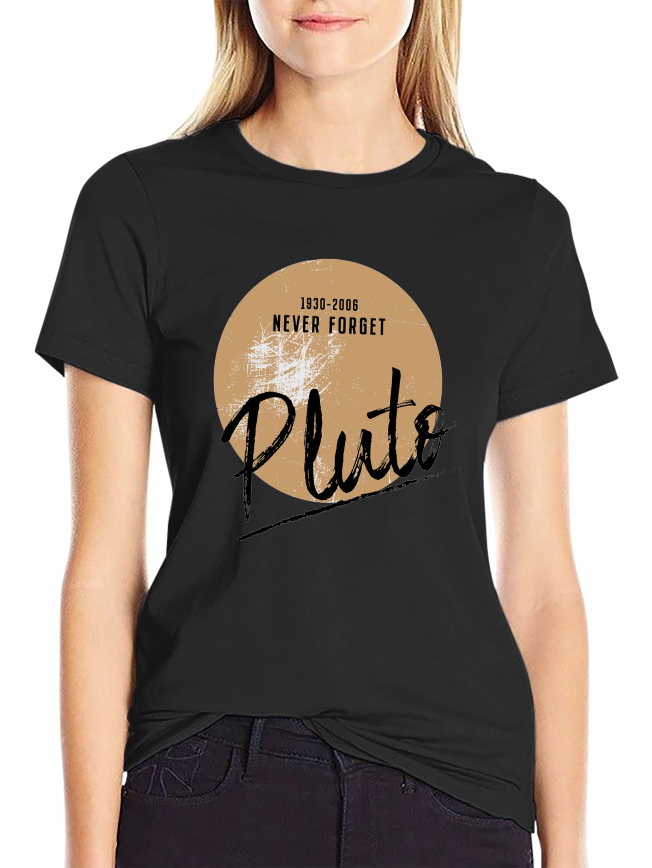 Black Never Forget Pluto Graphic T-Shirt view 2