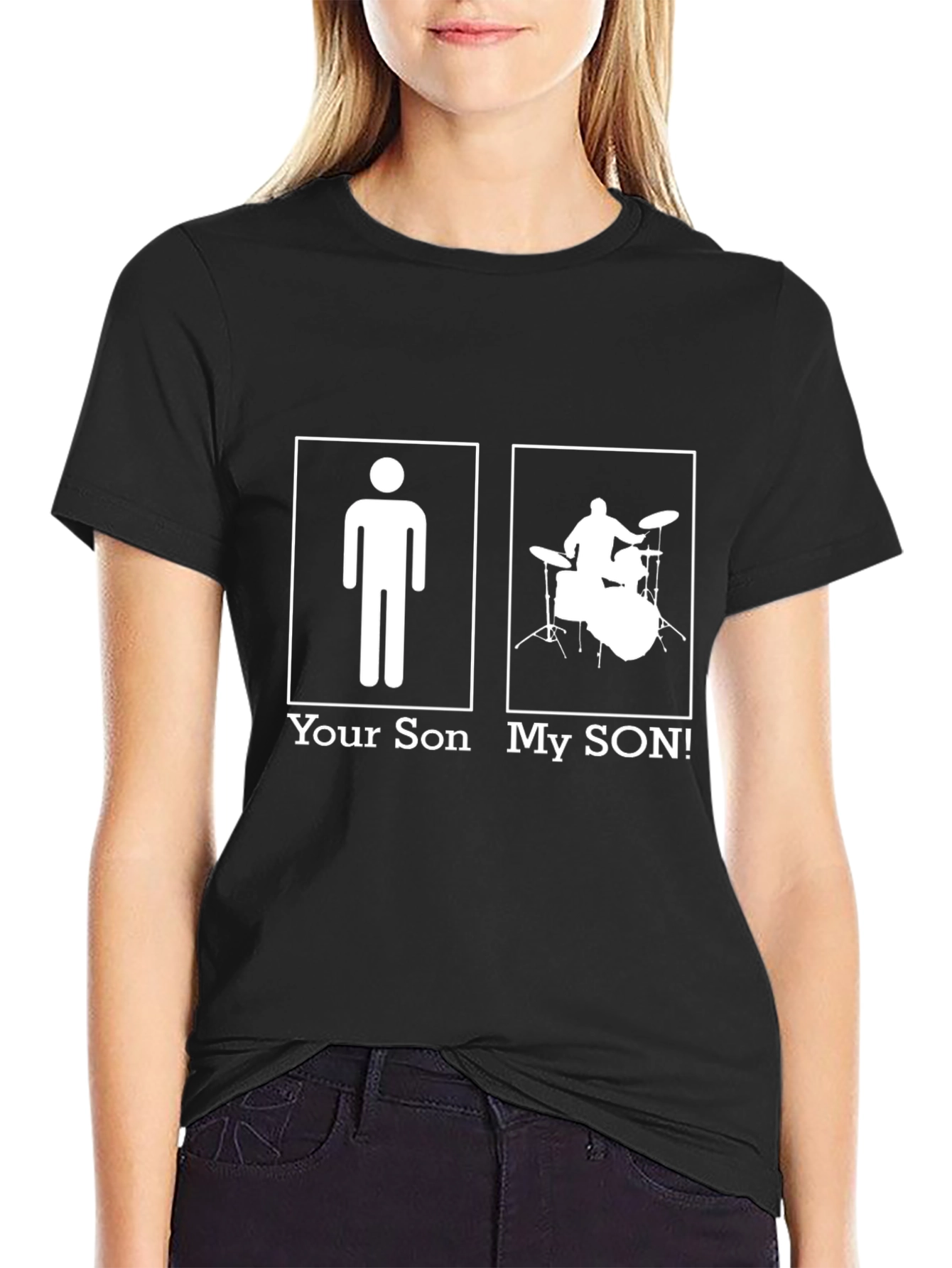 Black Your Son vs My Son Drummer Graphic Tee view 2