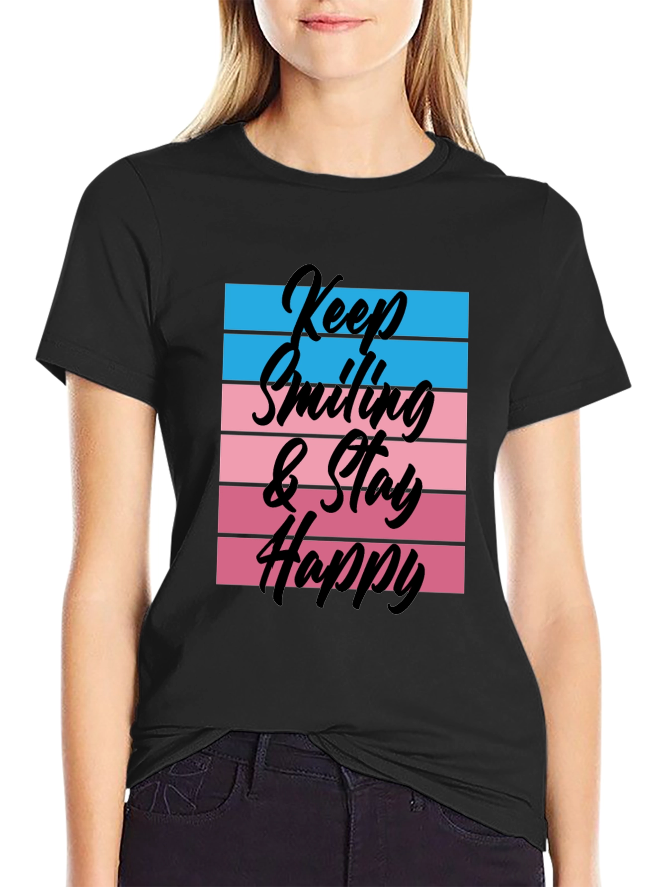 Black Keep Smiling Graphic T-Shirt - Unisex view 2