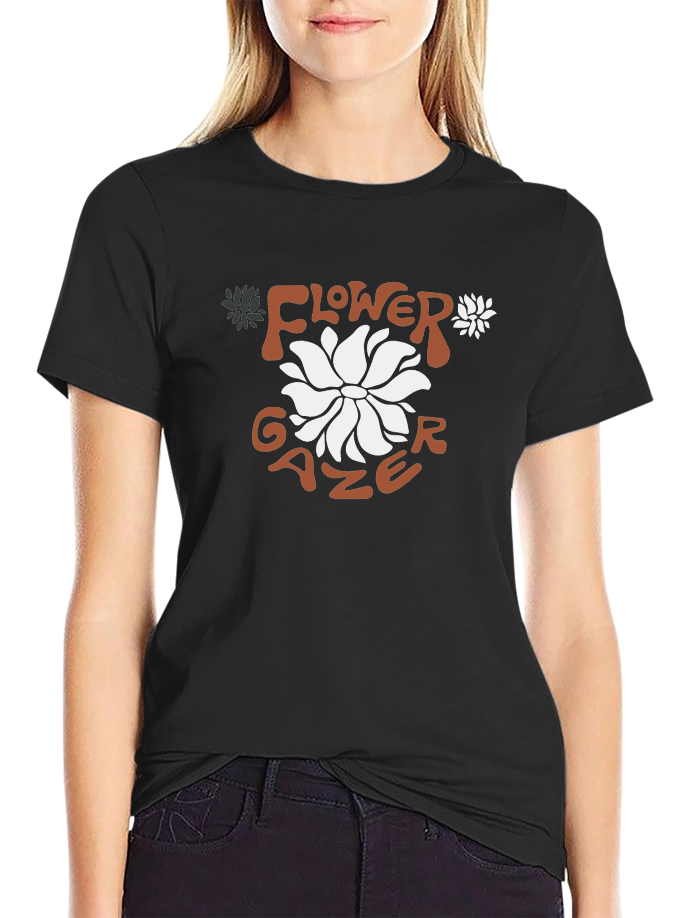 Black Flower Gazer Graphic Tee view 2