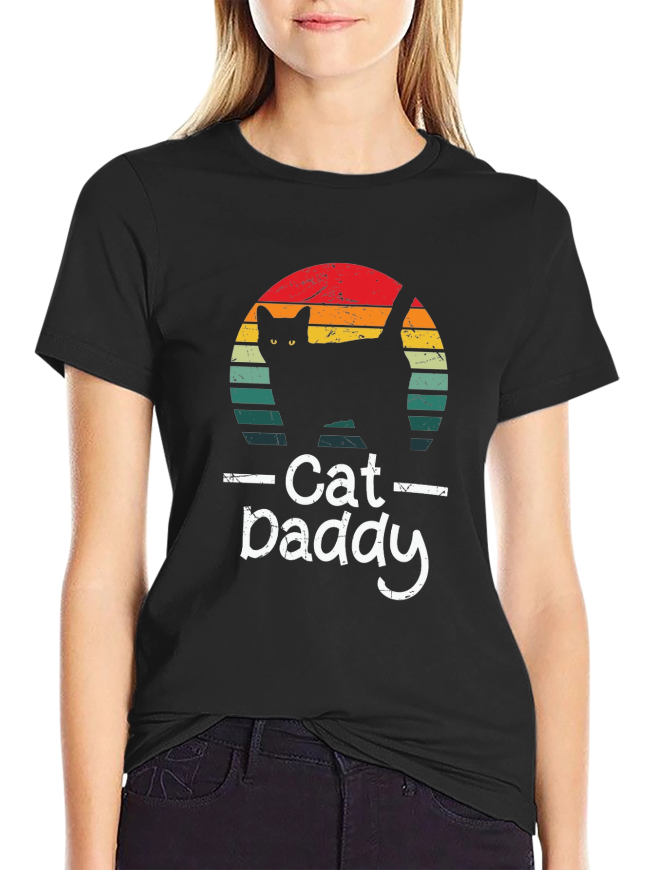 Black Retro Cat Daddy T-Shirt - Perfect for Cat Lovers view 2