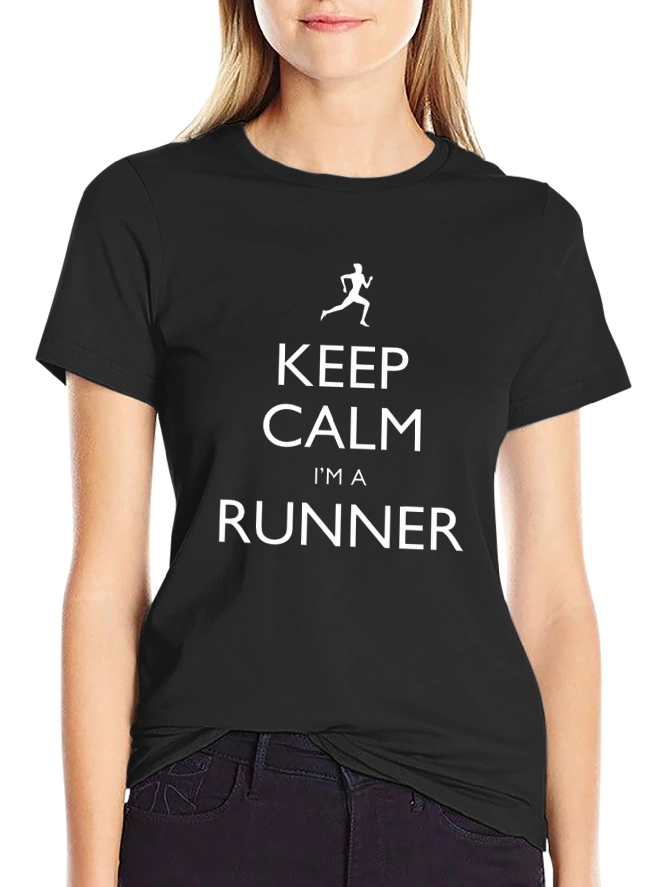 Black Keep Calm I'm a Runner T-Shirt view 2