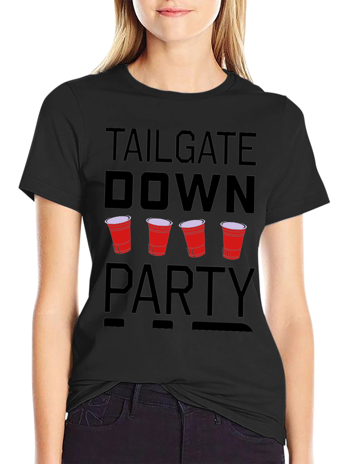 Black Tailgate Down Party Graphic Tee view 2