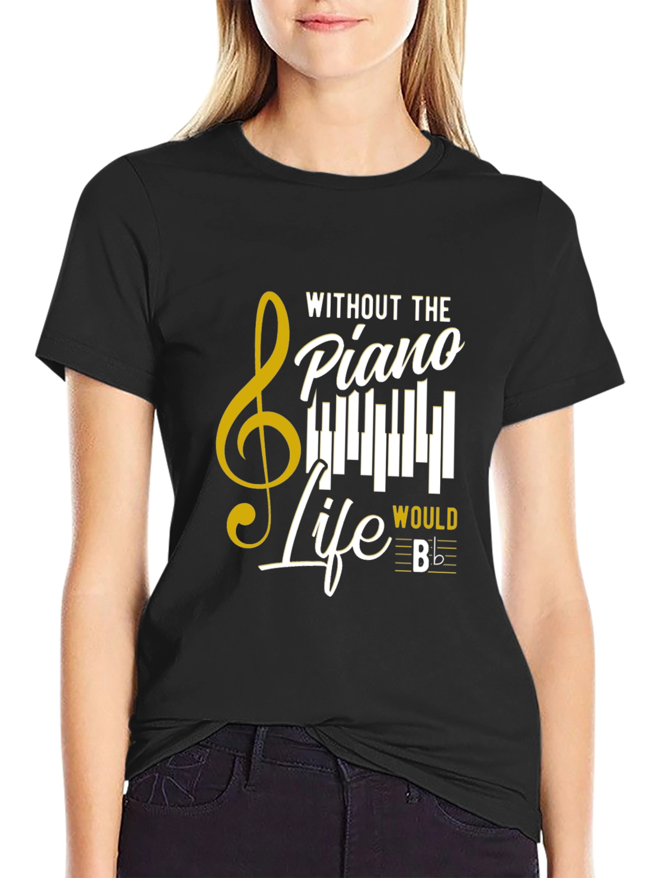 Black Piano Life T-Shirt - Music Lover Tee view 2