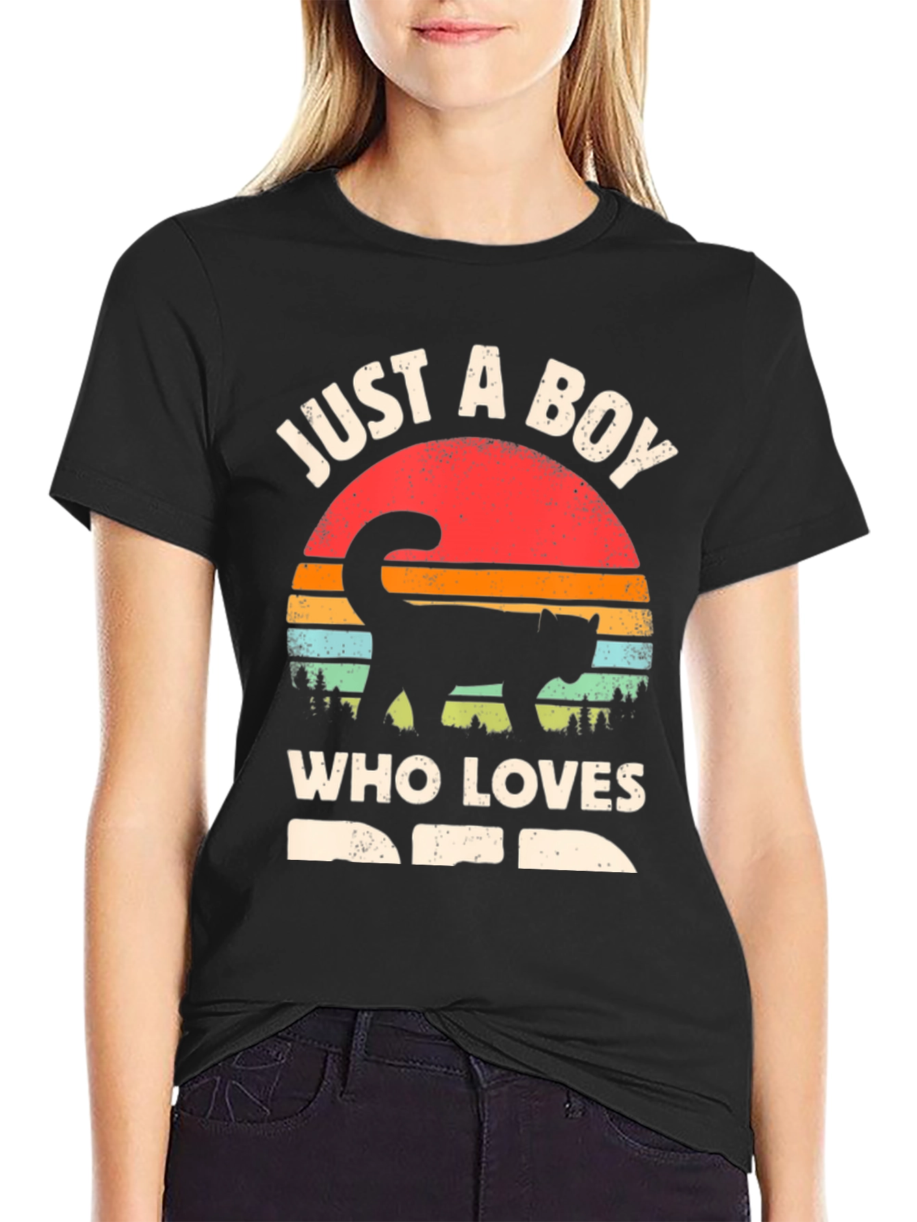 Black Just a Boy Who Loves Cats T-Shirt view 2