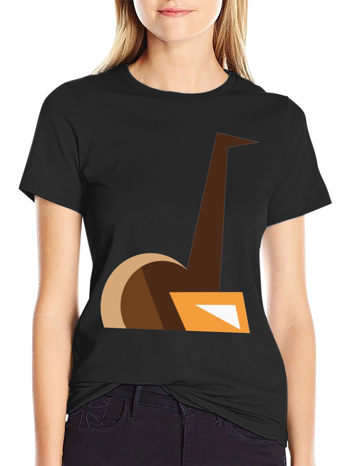 Black Abstract Ostrich Graphic Tee - Modern Casual Style view 2