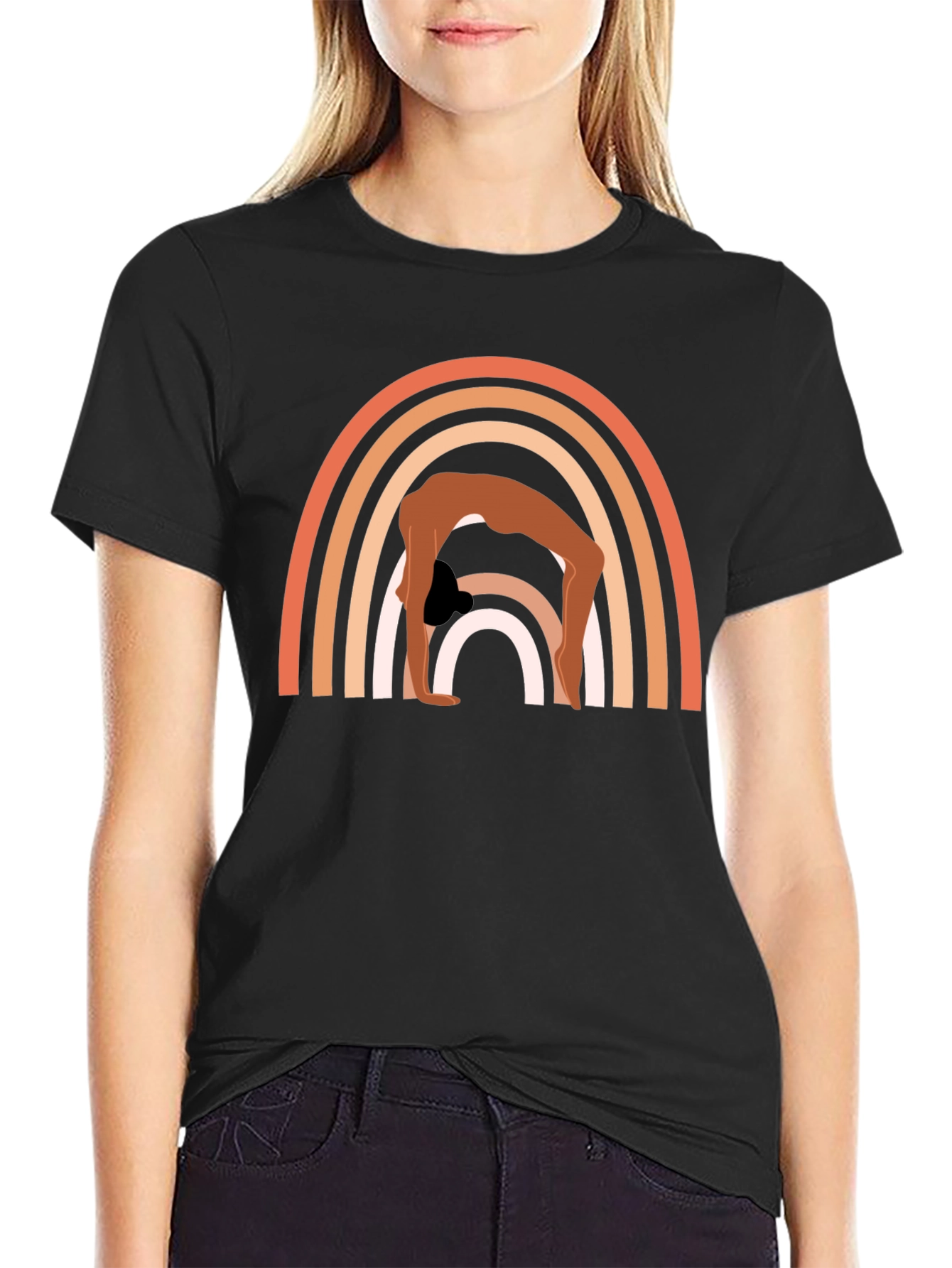 Black Yoga Rainbow Graphic Tee view 2
