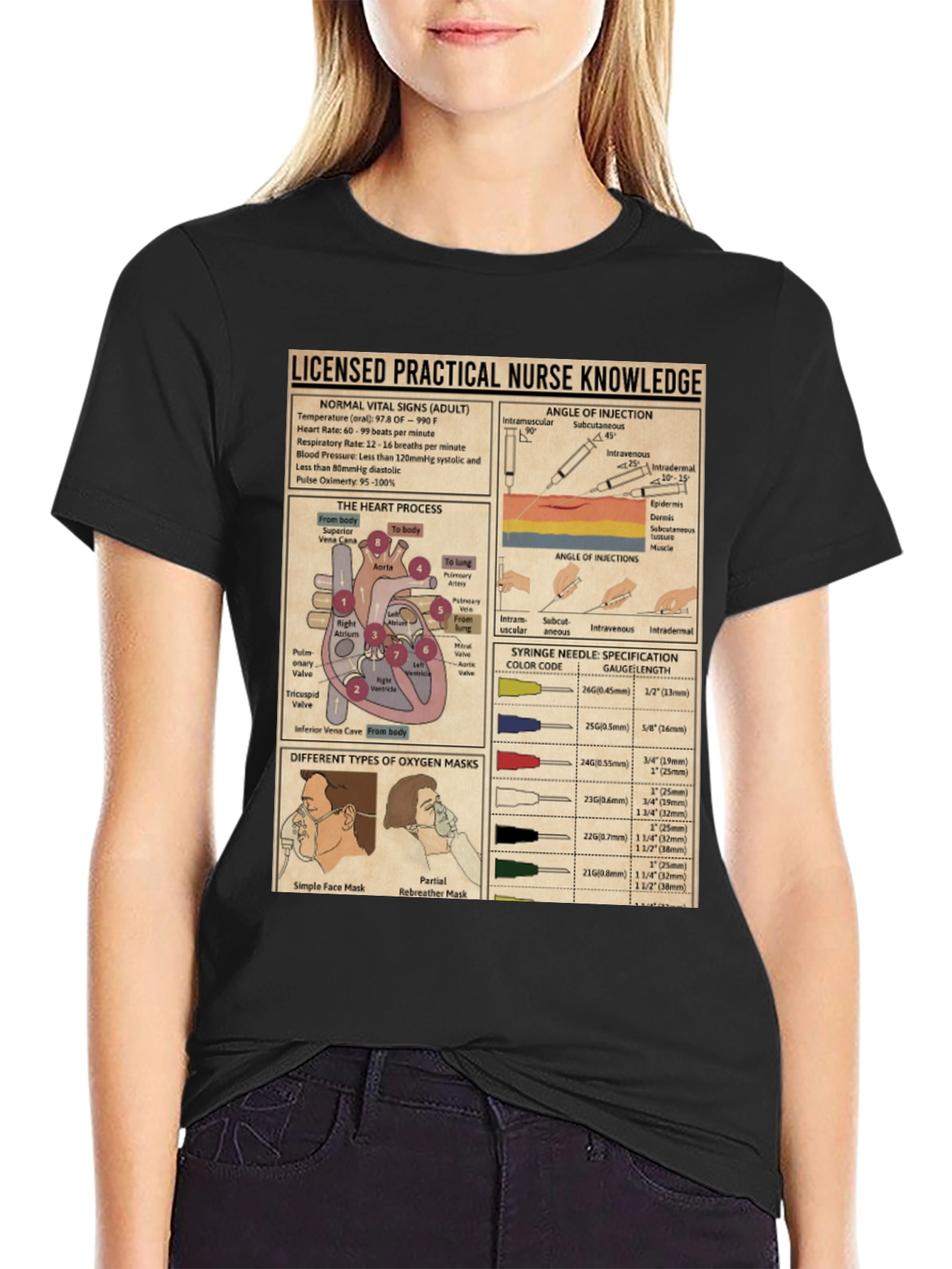 Black Nurse Knowledge Graphic T-Shirt view 2