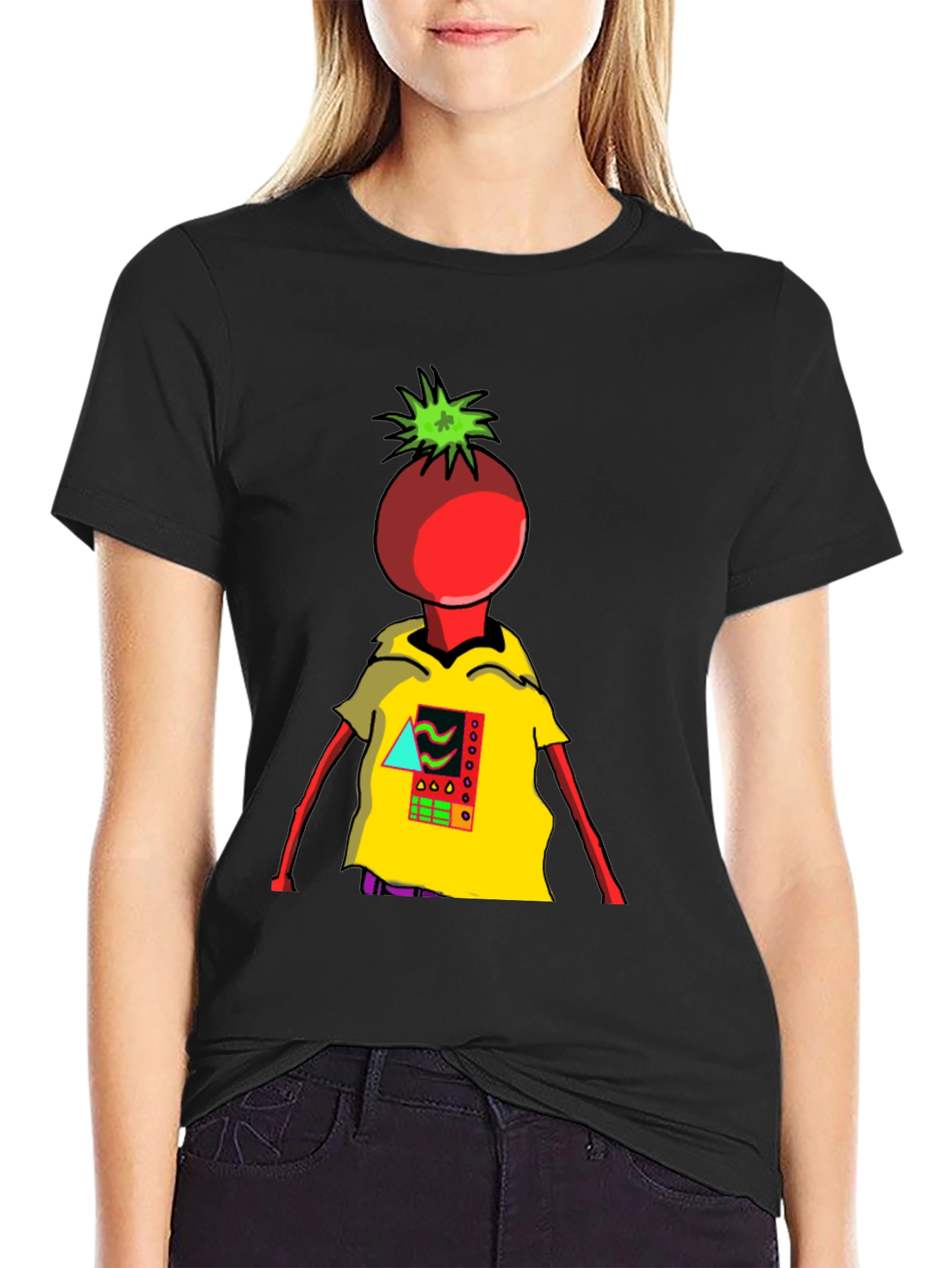 Black Tomato Head Graphic Tee - Unique & Stylish view 2