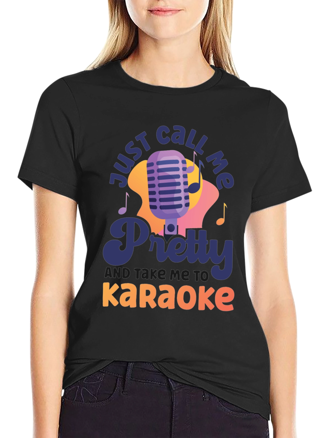 Black Just Call Me Pretty Karaoke T-Shirt view 2