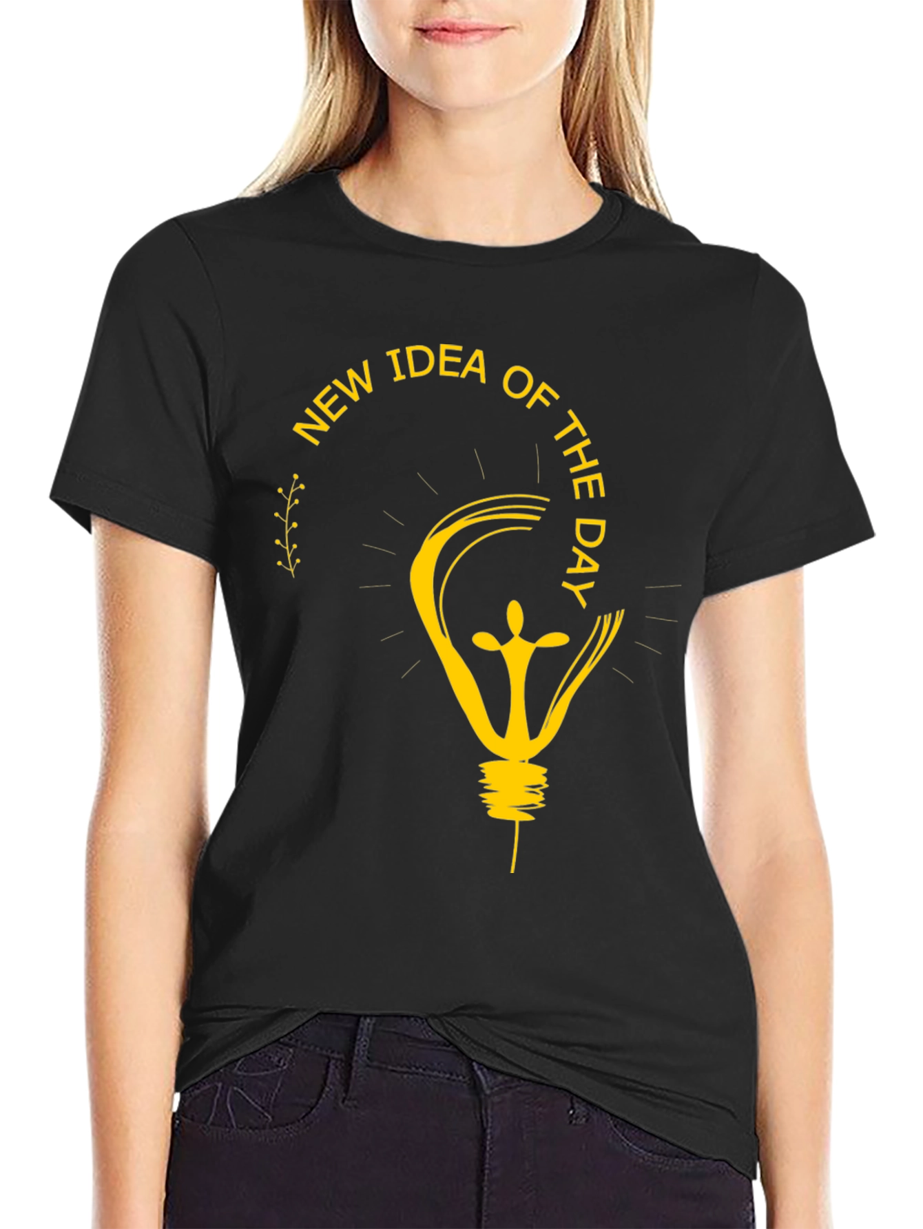 Black New Idea Of The Day Graphic T-Shirt view 2