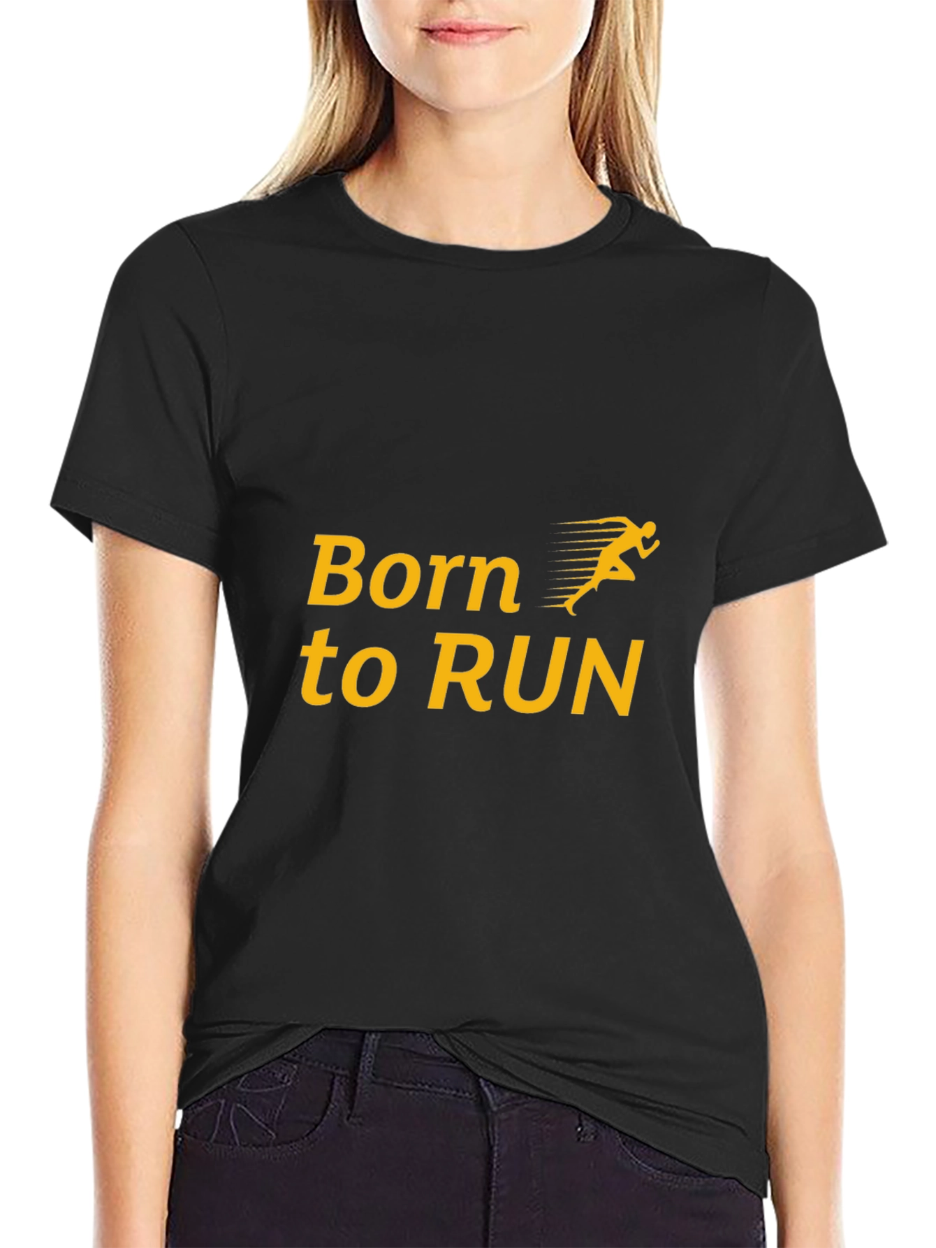 Black Born to Run T-Shirt - Black Graphic Tee for Runners view 2