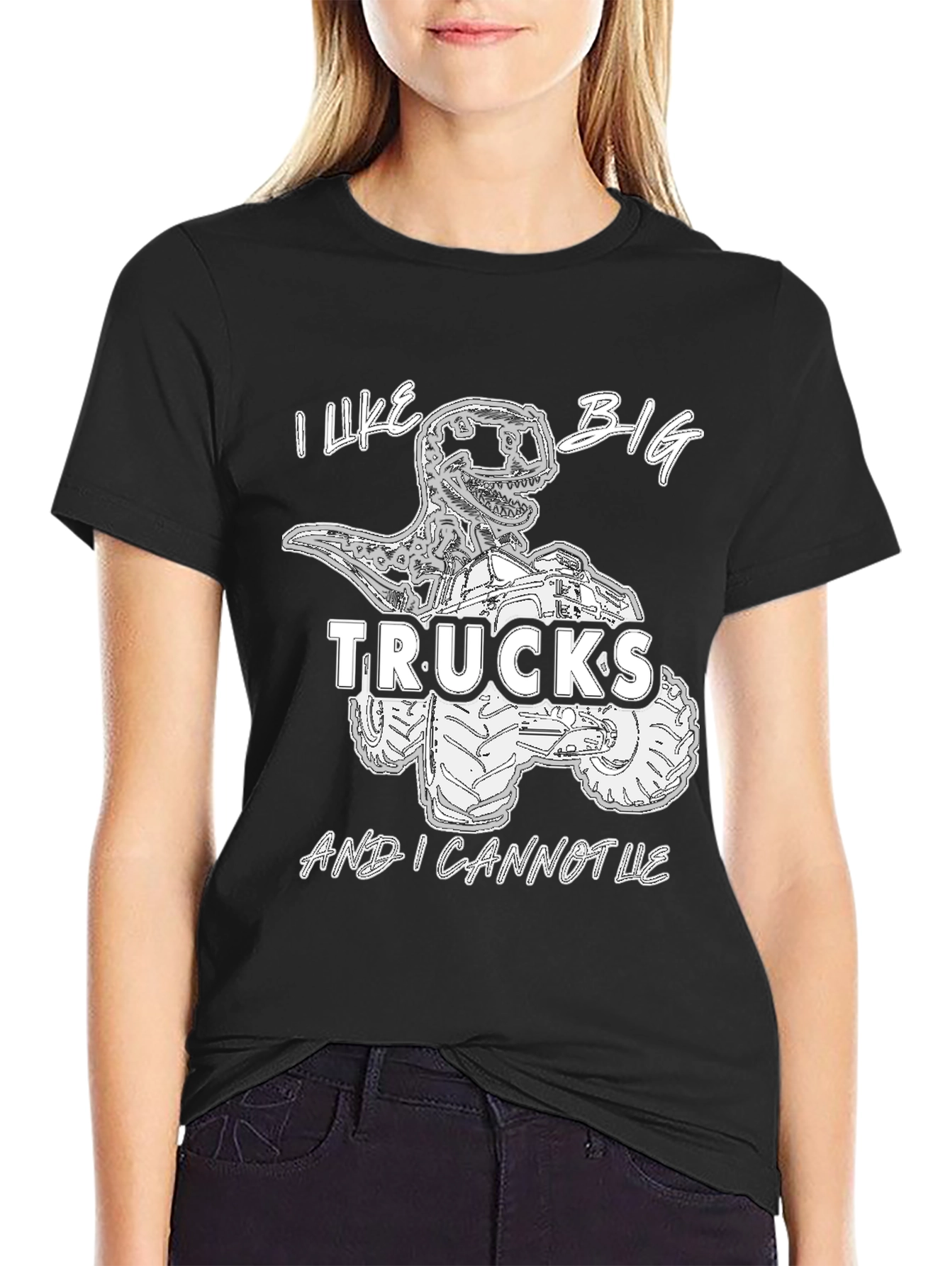 Black Dino Truck T-Shirt - I Like Big Trucks view 2