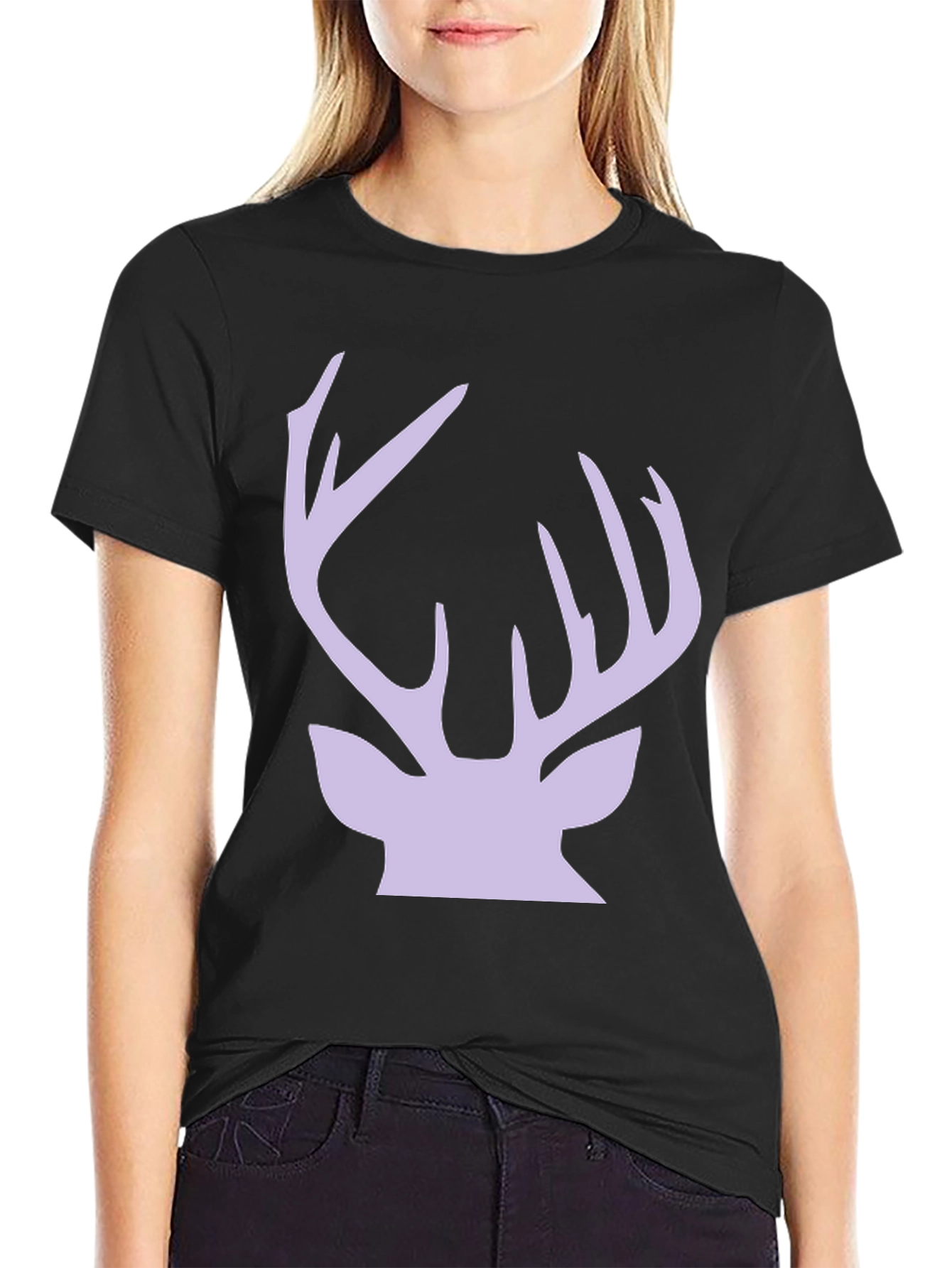 Deer Antler Graphic Tee - Stylish Black Cotton T-Shirt - 2