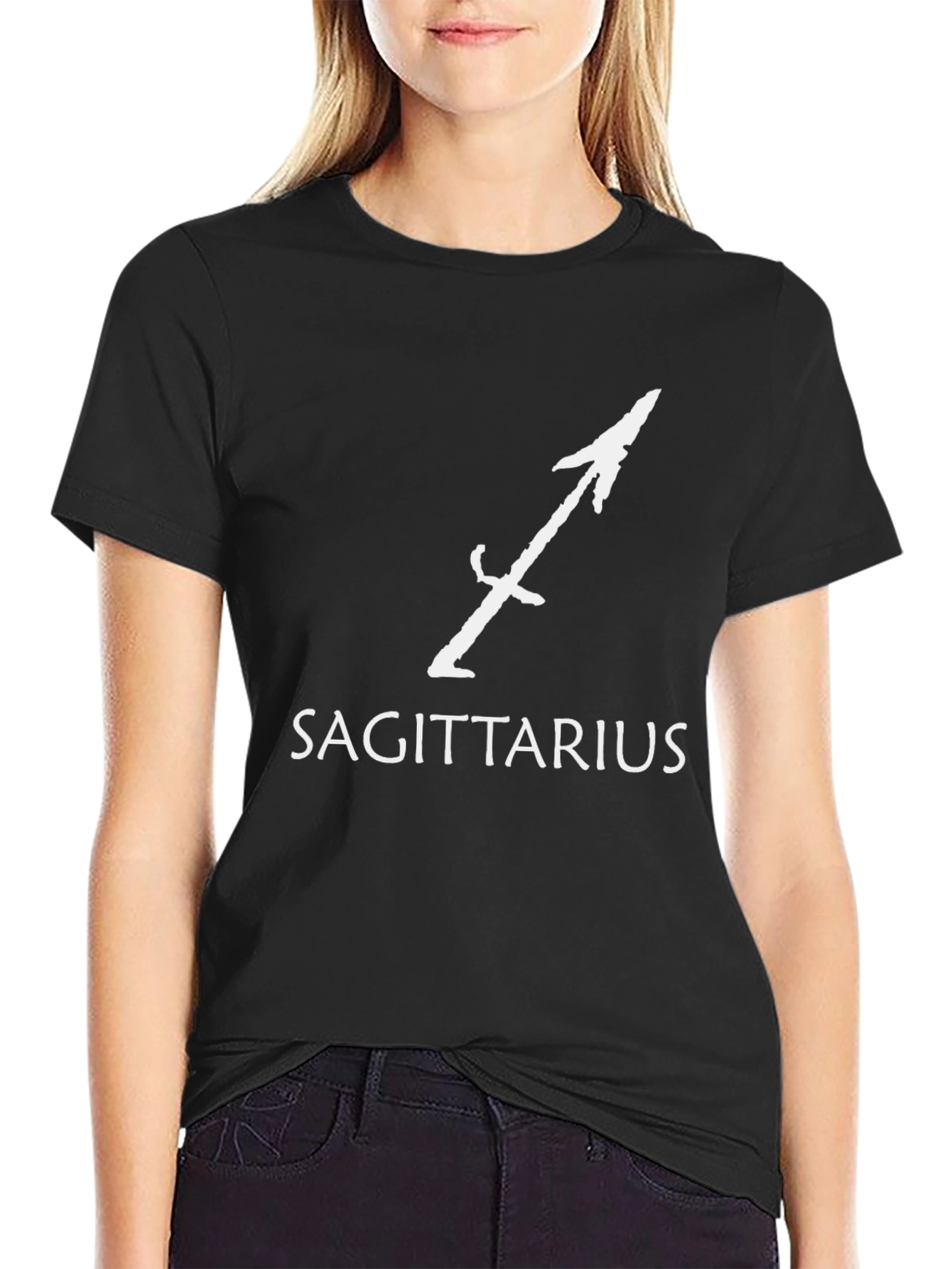 Sagittarius Zodiac Graphic Tee - Black Cotton T-Shirt - 2