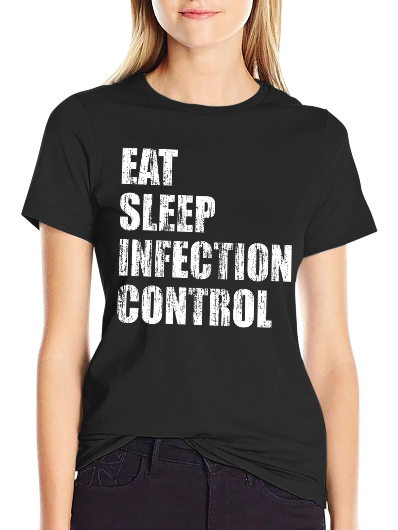 Black Eat Sleep Infection Control Graphic Tee view 2