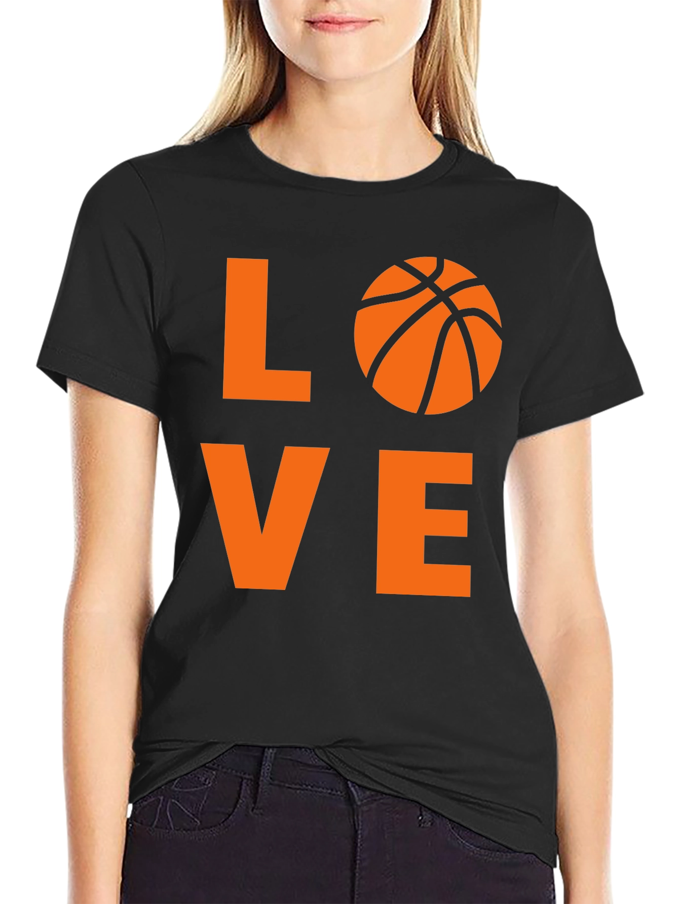 Black Love Basketball Graphic Tee - Black Cotton Shirt view 2