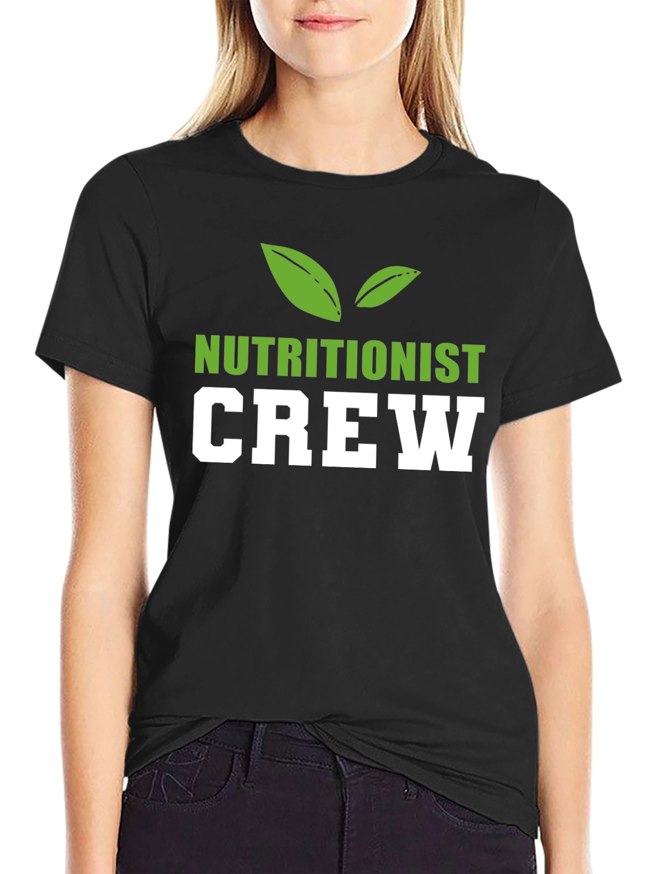 Black Nutritionist Crew T-Shirt, Black, Cotton Blend view 2