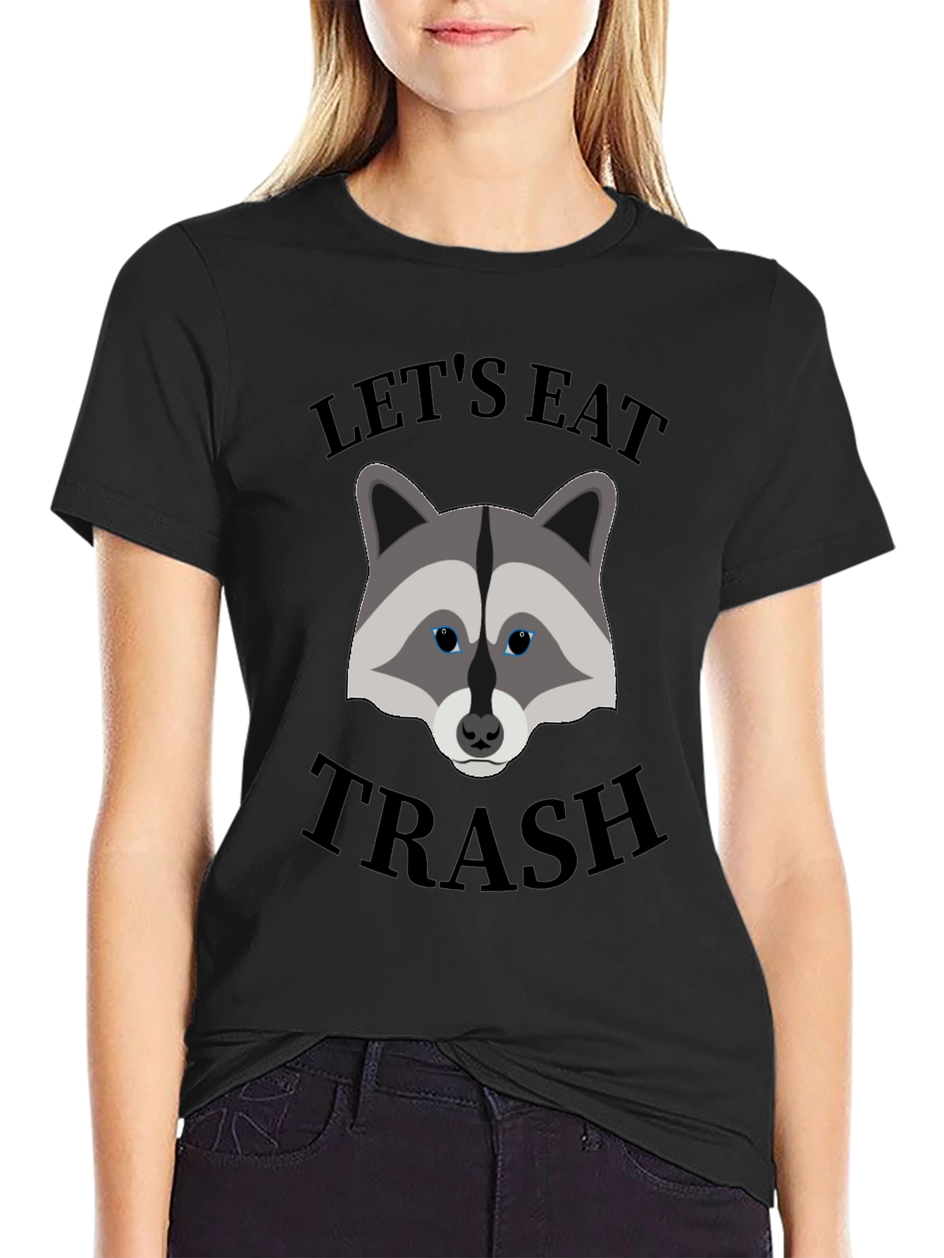 Black Let's Eat Trash Raccoon Graphic T-Shirt view 2