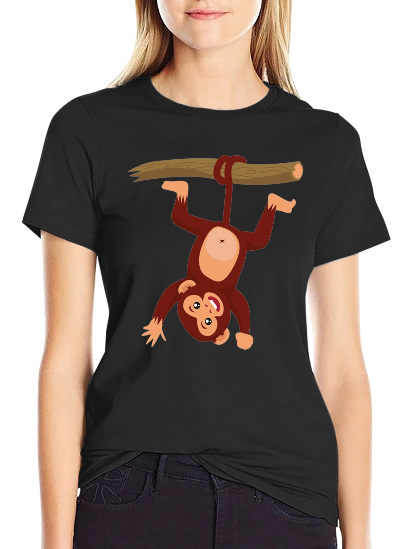 Black Monkeying Around T-Shirt - Fun Graphic Tee for Casual Wear view 2