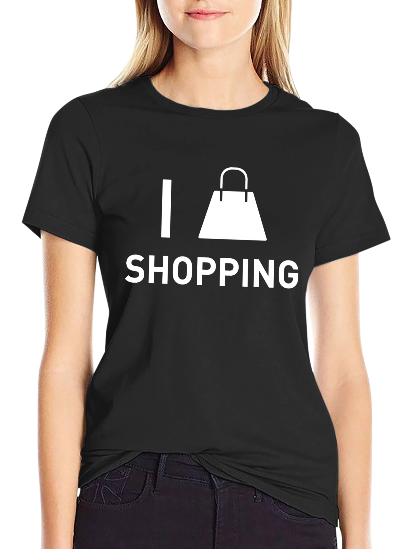 Black I Love Shopping Black T-Shirt view 2