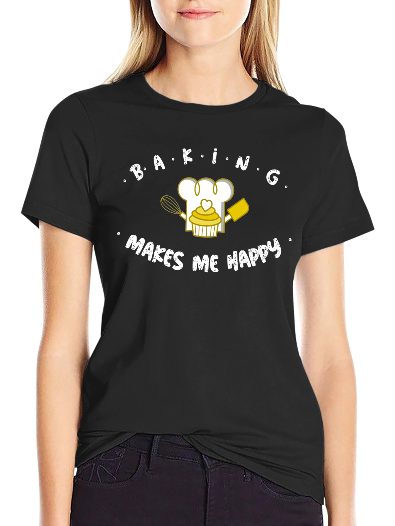 Black Baking Makes Me Happy T-Shirt view 2