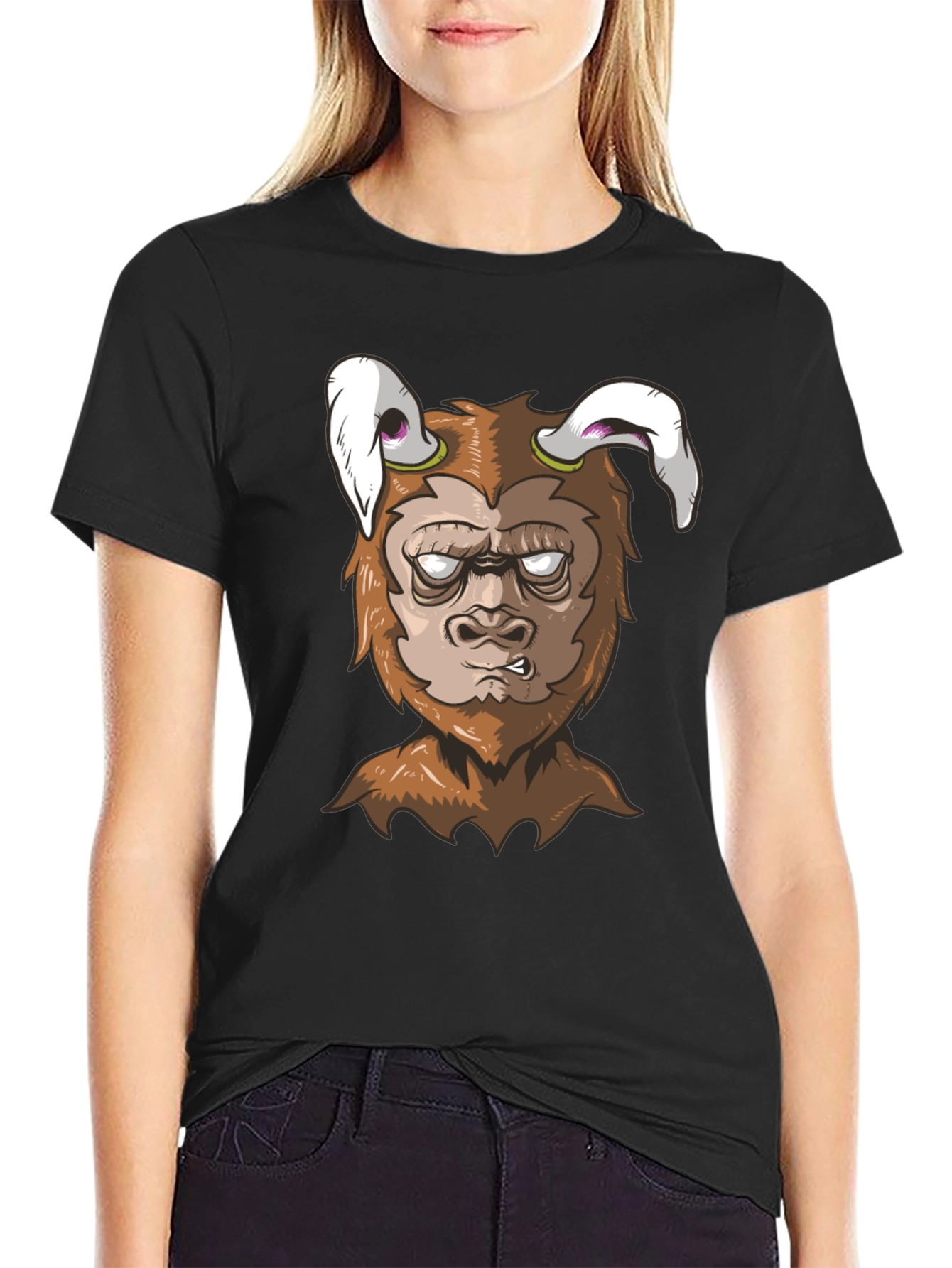 Black Cartoon Monster Graphic Tee - Black view 2